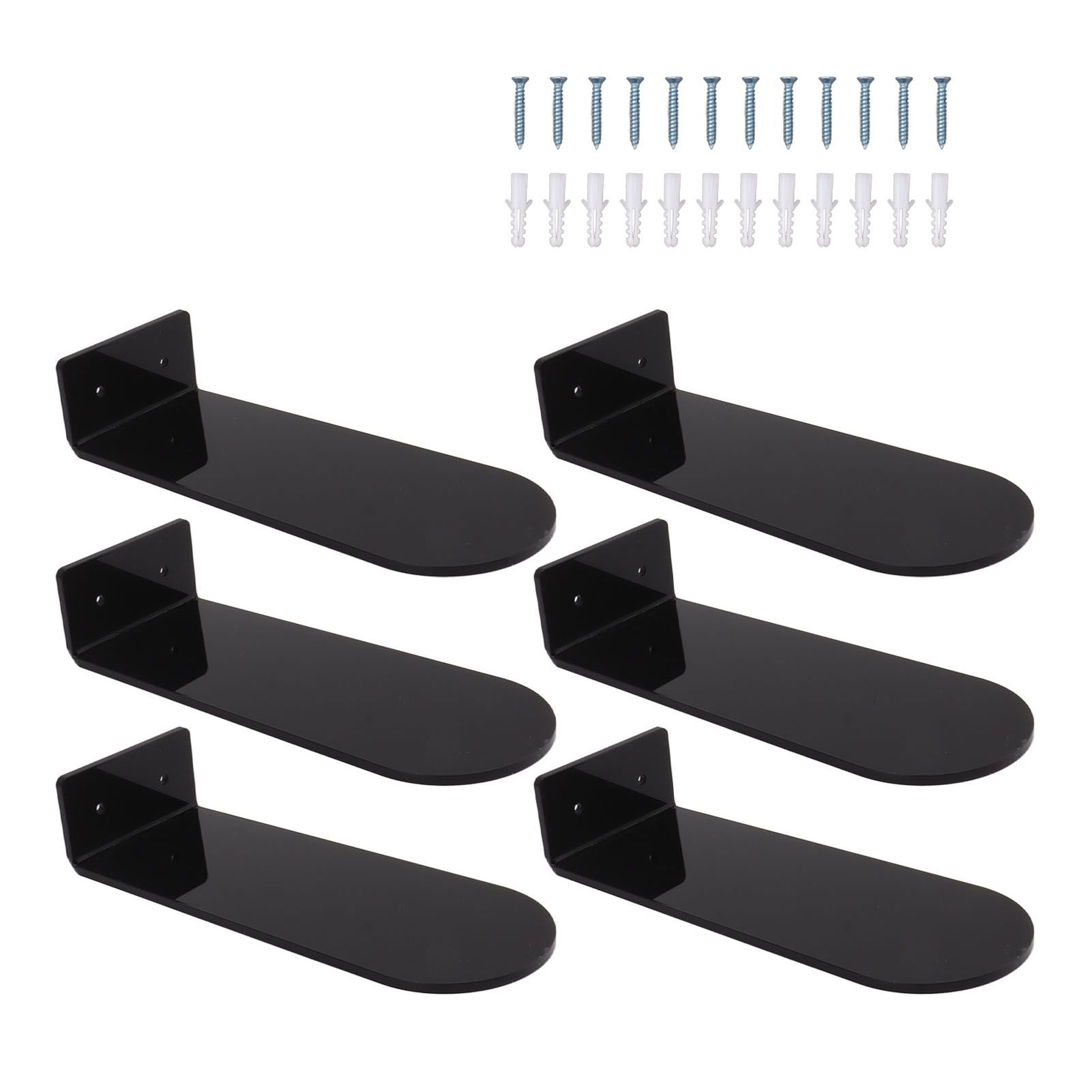 6pcs Floating Shoe Shelves 7.9in Length Acrylic Shoe Display for Footwear Collection Black - Image 1