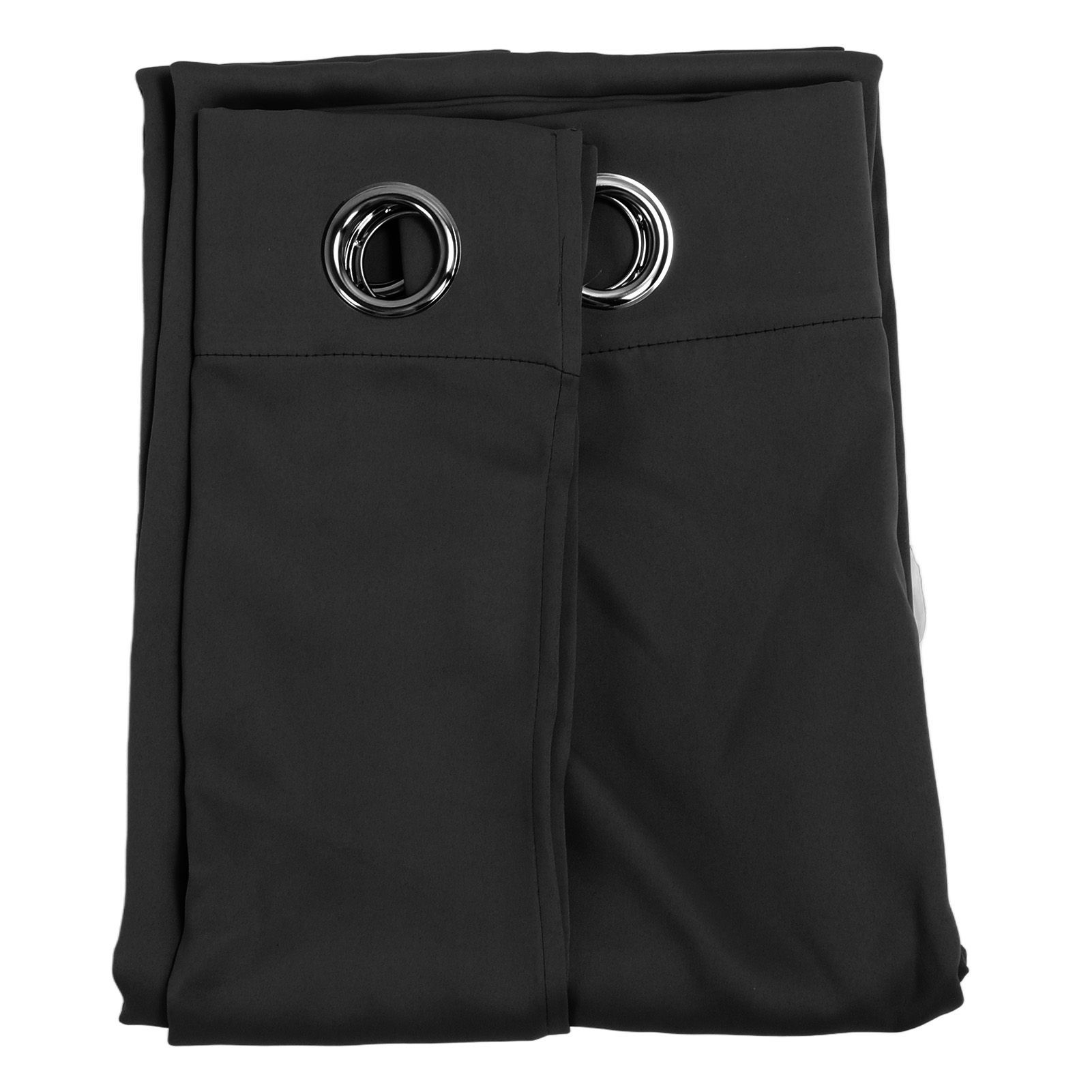 Grommet Blackout Curtains Punch Free Thermal Insulated Room Darkening Curtains for Bedroom Living Room Black 132x213cm / 52.0x83.9in - Image 1
