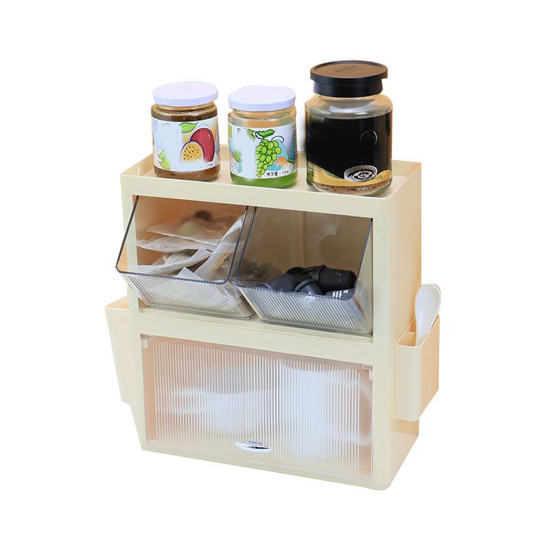 Tea Bag Storage Rack Wall Hanging Space Saving Tea Bag Box for Coffee Capsule Snacks Home Office Cream Yellow - Image 1
