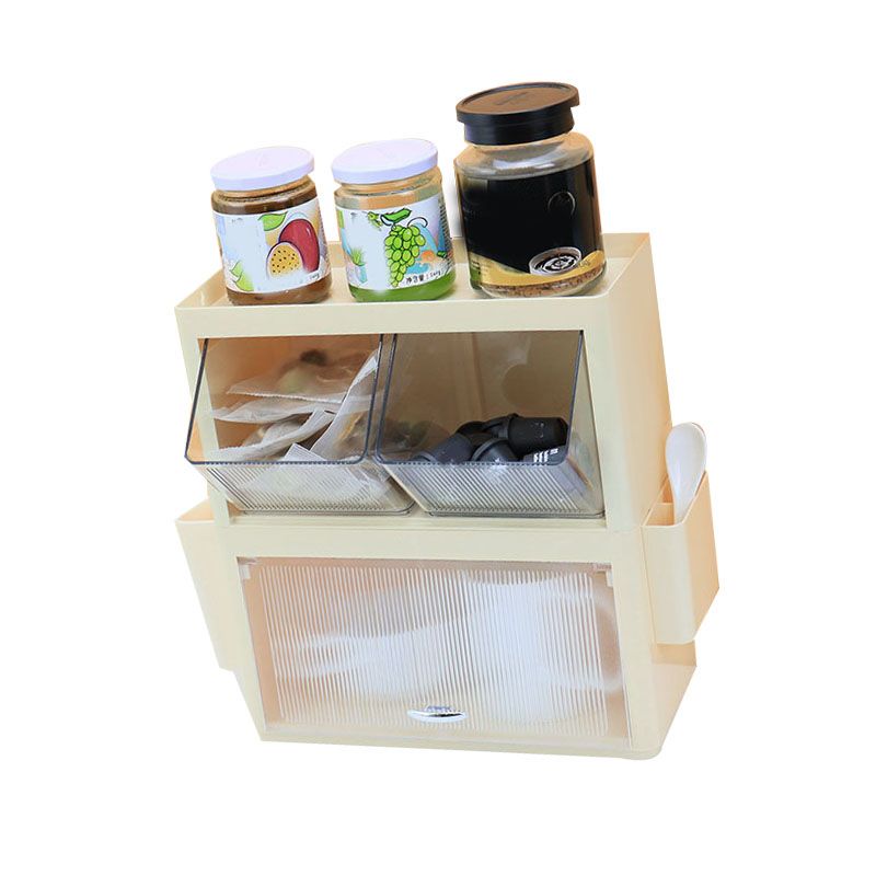 Tea Bag Storage Rack Wall Hanging Space Saving Tea Bag Box for Coffee Capsule Snacks Home Office Cream Yellow - Image 2