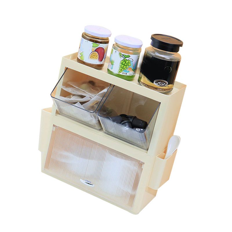 Tea Bag Storage Rack Wall Hanging Space Saving Tea Bag Box for Coffee Capsule Snacks Home Office Cream Yellow - Image 3
