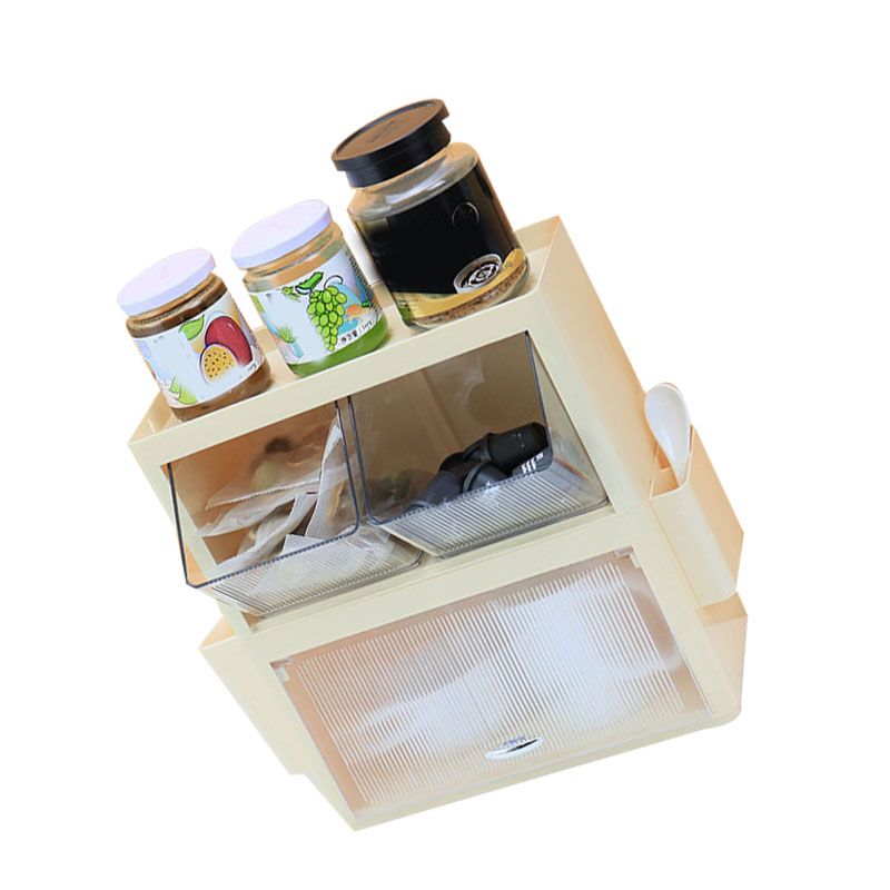 Tea Bag Storage Rack Wall Hanging Space Saving Tea Bag Box for Coffee Capsule Snacks Home Office Cream Yellow - Image 4