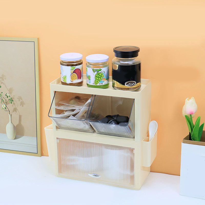Tea Bag Storage Rack Wall Hanging Space Saving Tea Bag Box for Coffee Capsule Snacks Home Office Cream Yellow - Image 6