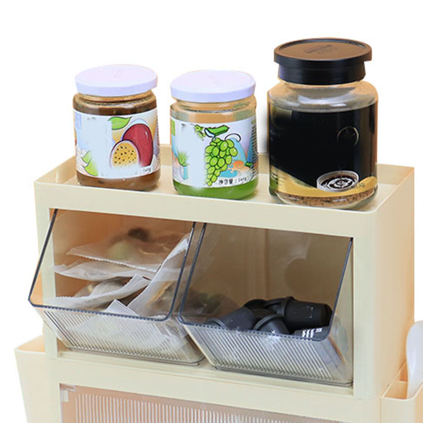 Tea Bag Storage Rack Wall Hanging Space Saving Tea Bag Box for Coffee Capsule Snacks Home Office Cream Yellow - Image 7