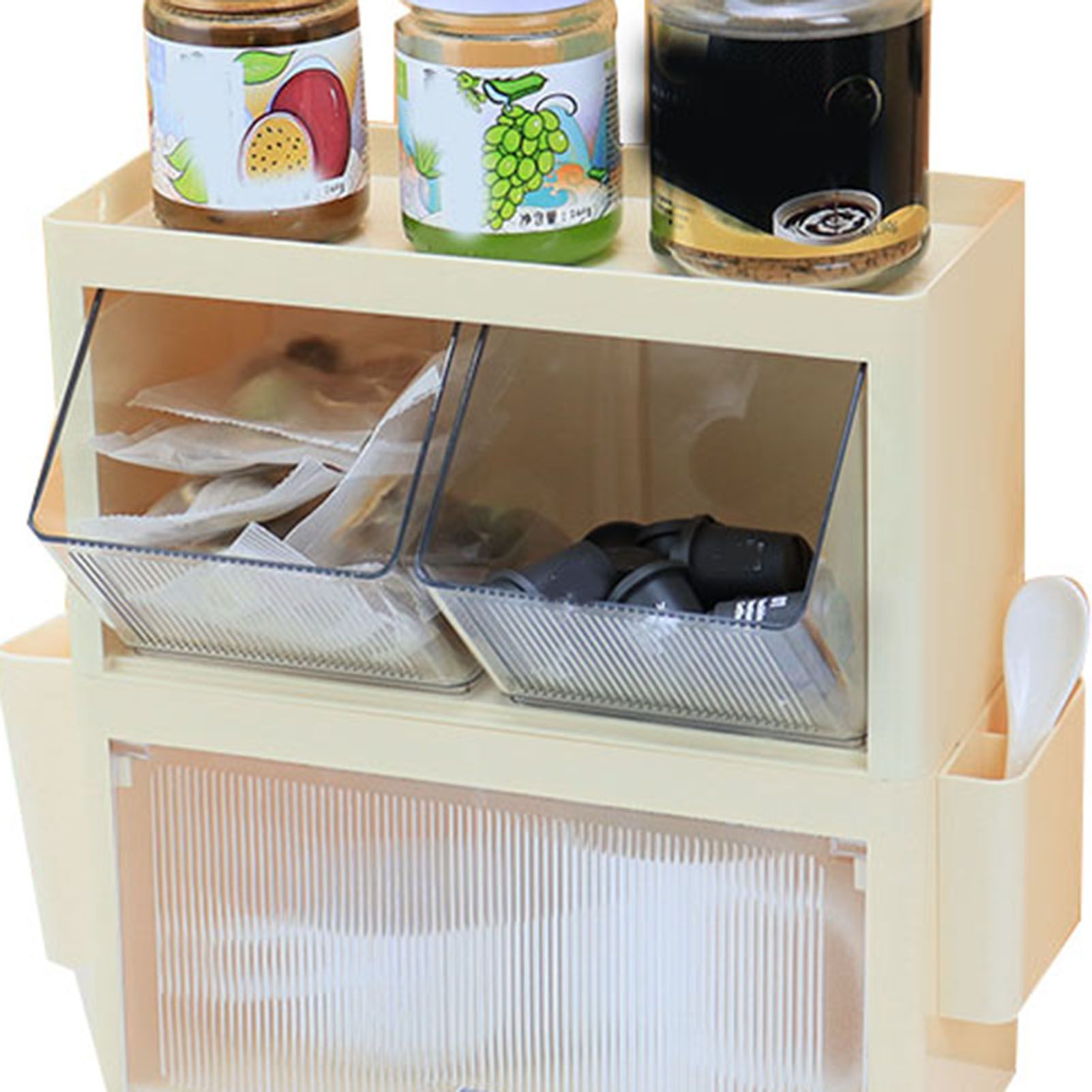 Tea Bag Storage Rack Wall Hanging Space Saving Tea Bag Box for Coffee Capsule Snacks Home Office Cream Yellow - Image 8