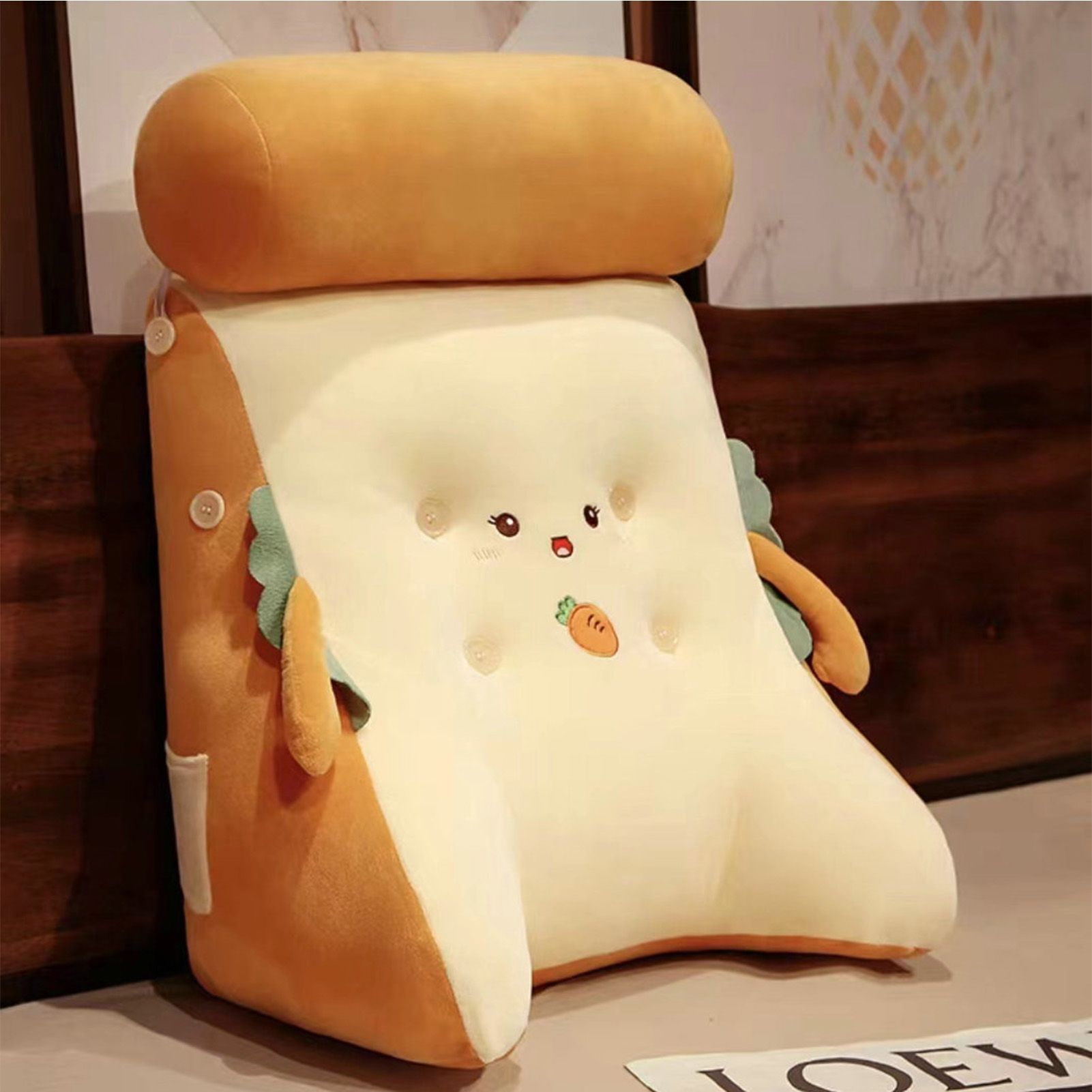 Backrest Pillow Washable Removable Cover Soft Cartoon Animal Back Support Cushion for Office Chair Bedside Carrot - Image 5