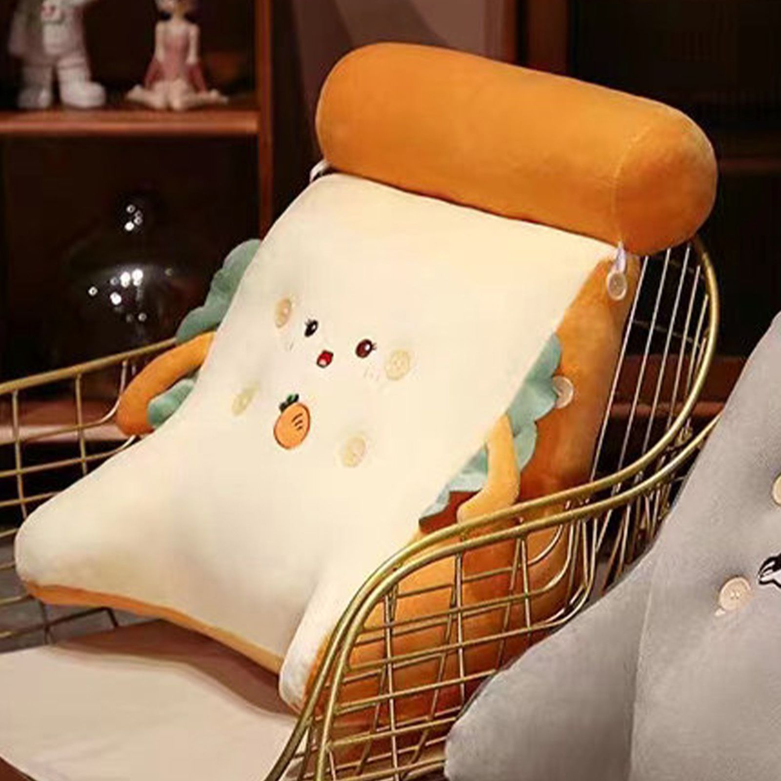 Backrest Pillow Washable Removable Cover Soft Cartoon Animal Back Support Cushion for Office Chair Bedside Carrot - Image 6