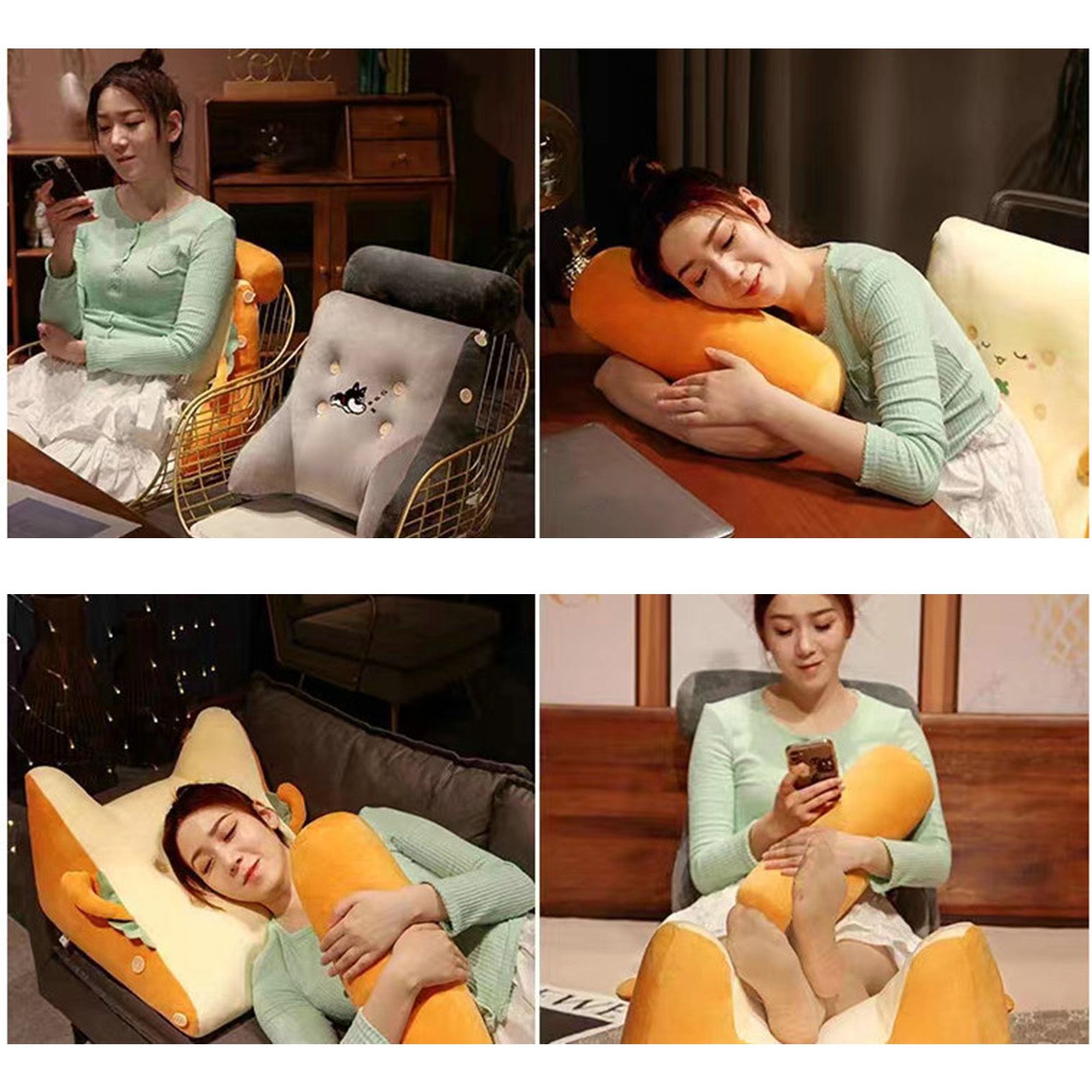 Backrest Pillow Washable Removable Cover Soft Cartoon Animal Back Support Cushion for Office Chair Bedside Carrot - Image 7