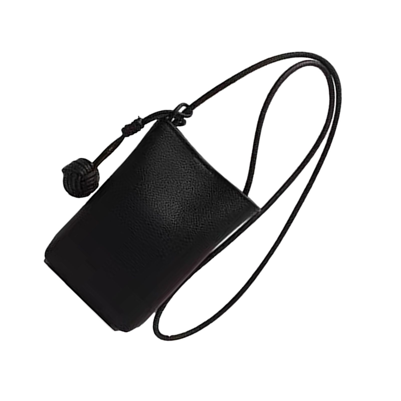 Cell Phone Shoulder Bag PU Leather Cute Mini Wallet Over Shoulder Strap Messenger Bag for Women Black - Image 2