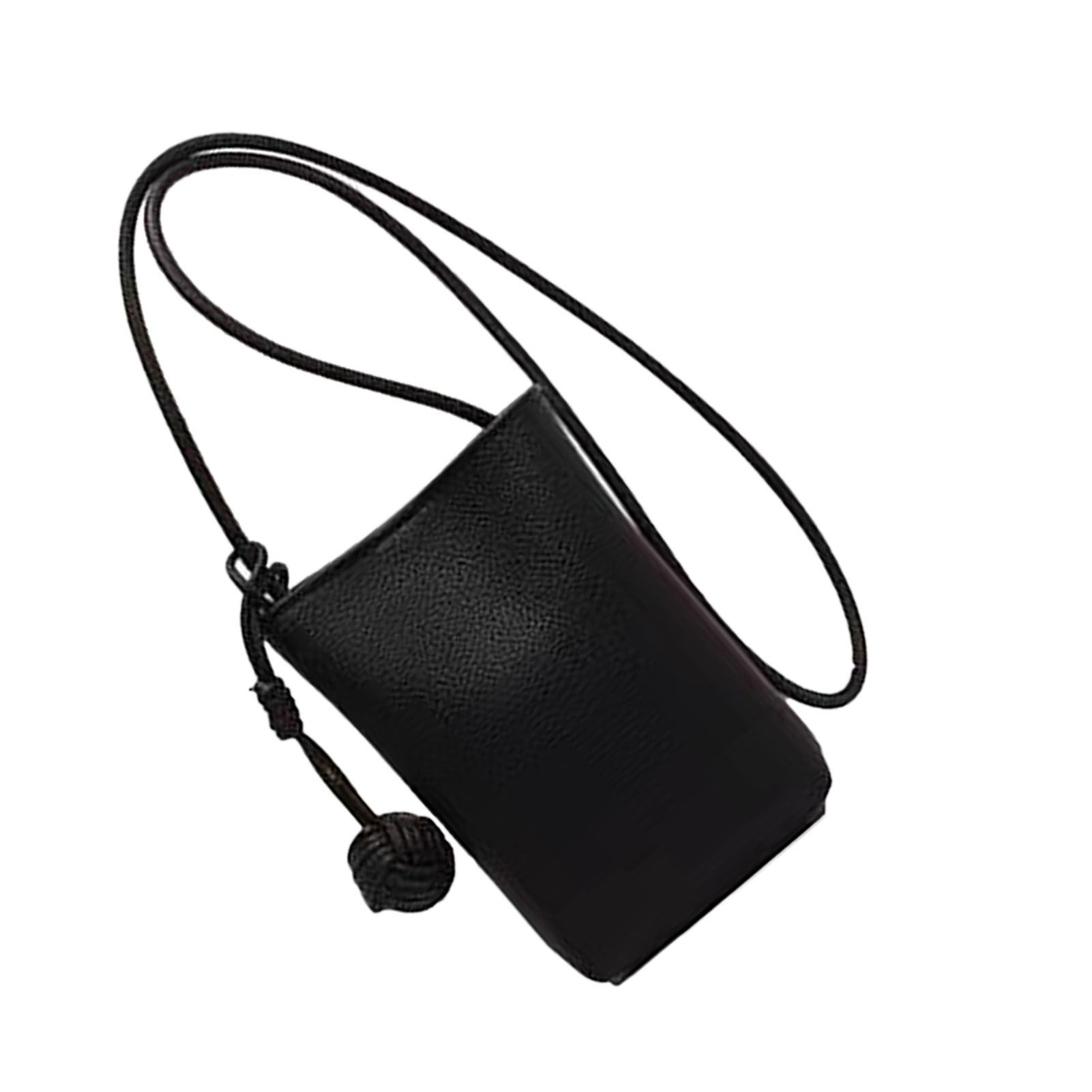 Cell Phone Shoulder Bag PU Leather Cute Mini Wallet Over Shoulder Strap Messenger Bag for Women Black - Image 3