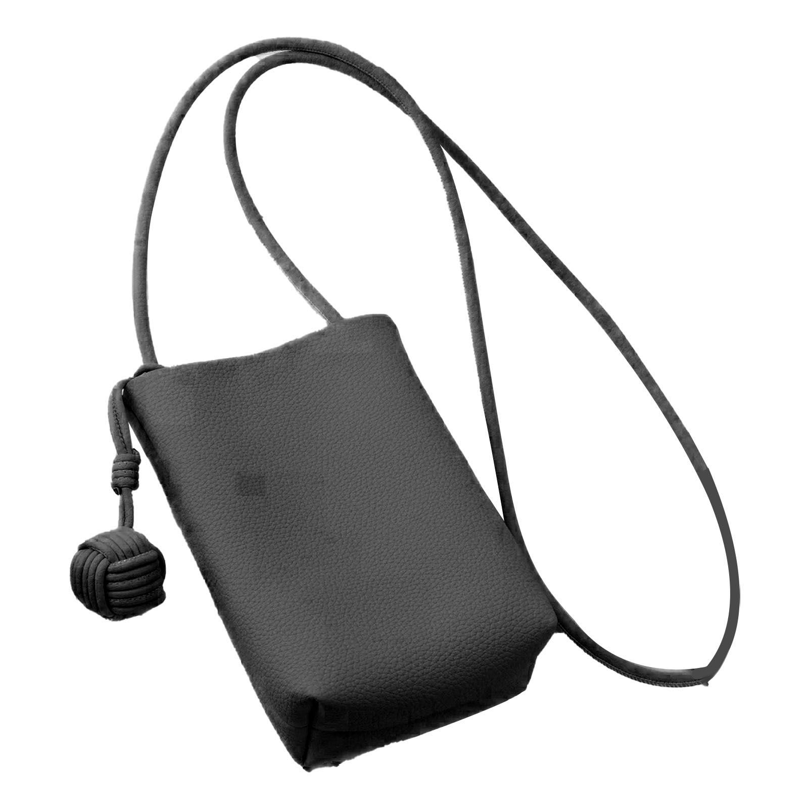 Cell Phone Shoulder Bag PU Leather Cute Mini Wallet Over Shoulder Strap Messenger Bag for Women Black - Image 4
