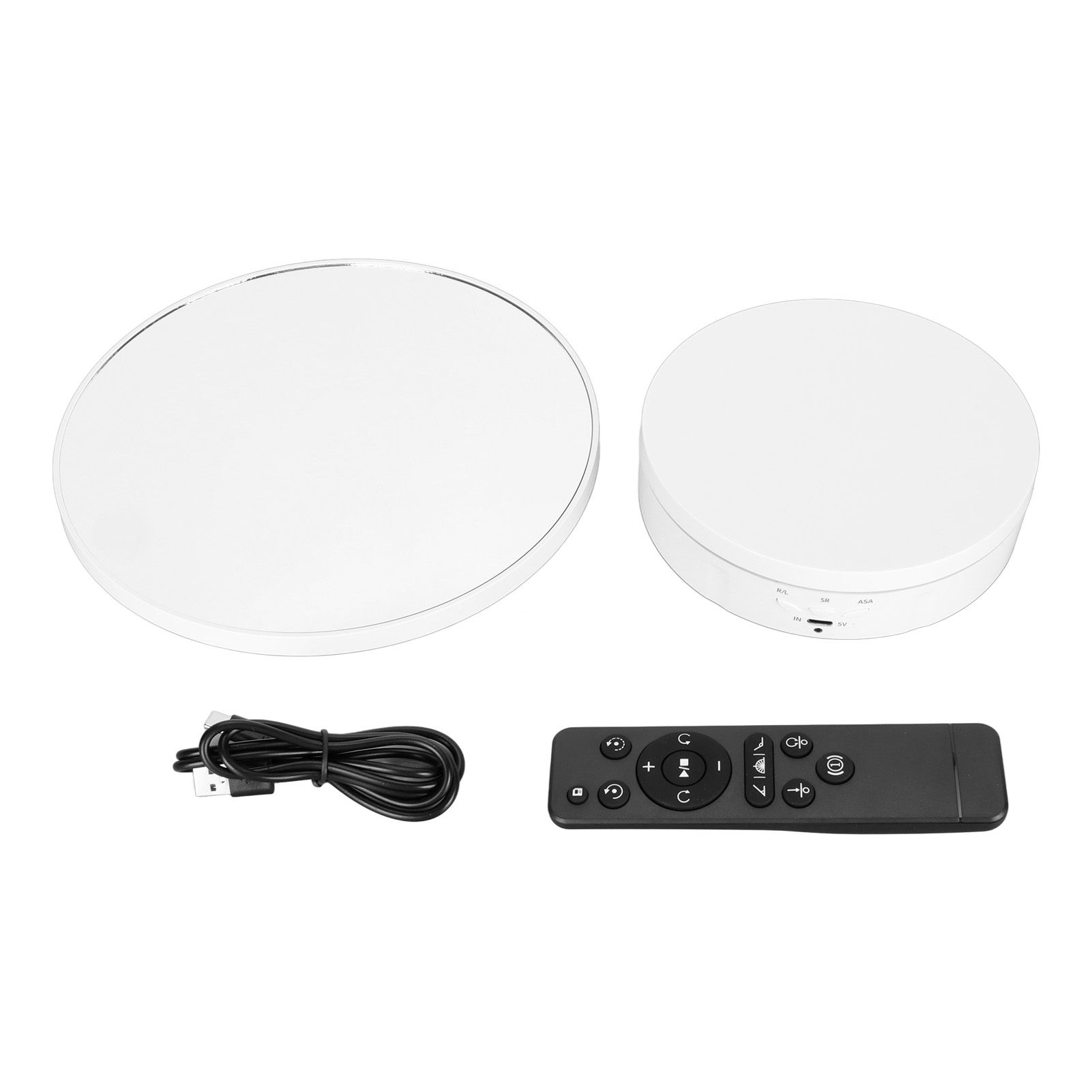 Rotating Display Stand 2 in 1 Automatic 360 Degree Electric Turntable with Remote Control for Photography Product Jewelry White - Image 1