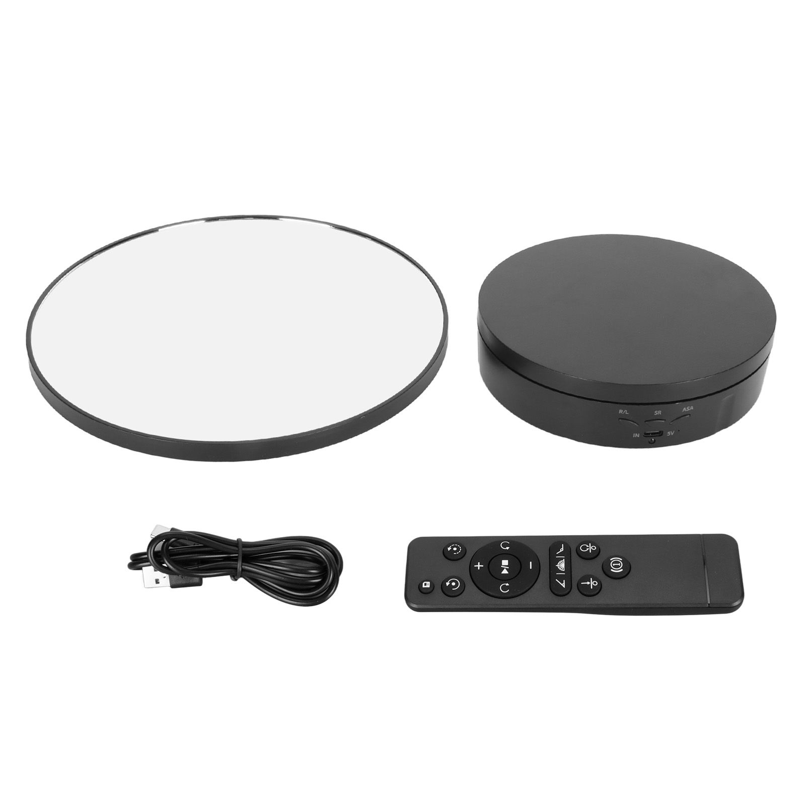 Rotating Display Stand 2 in 1 Automatic 360 Degree Electric Turntable with Remote Control for Photography Product Jewelry Black - Image 1