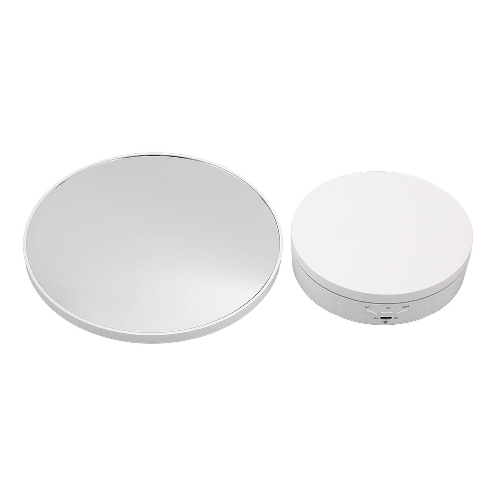 Rotating Display Stand Plastic Glass 360 Degree Electric Motorized Turntable with USB Cable for Photography Products Shows Jewelry Watch Cake White - Image 4