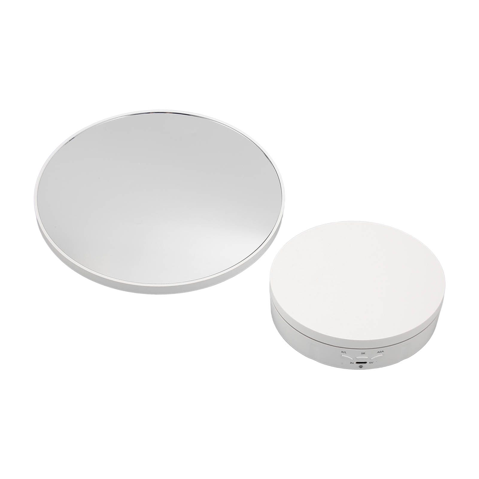 Rotating Display Stand Plastic Glass 360 Degree Electric Motorized Turntable with USB Cable for Photography Products Shows Jewelry Watch Cake White - Image 5