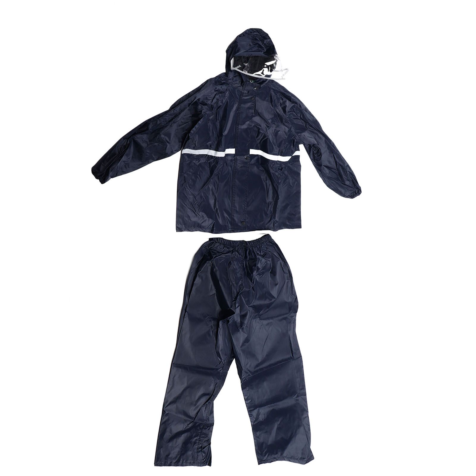 Split Jacket Pants Suit Breathable Waterproof Raincoat Set Double Layer Raincoat Set for Men Women Oxford Navy Blue XL - Image 1