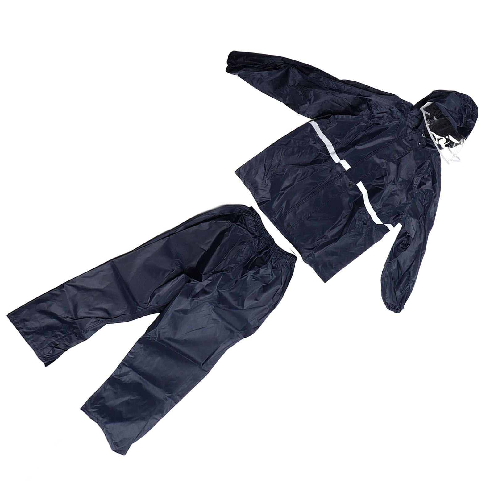 Split Jacket Pants Suit Breathable Waterproof Raincoat Set Double Layer Raincoat Set for Men Women Oxford Navy Blue XL - Image 3