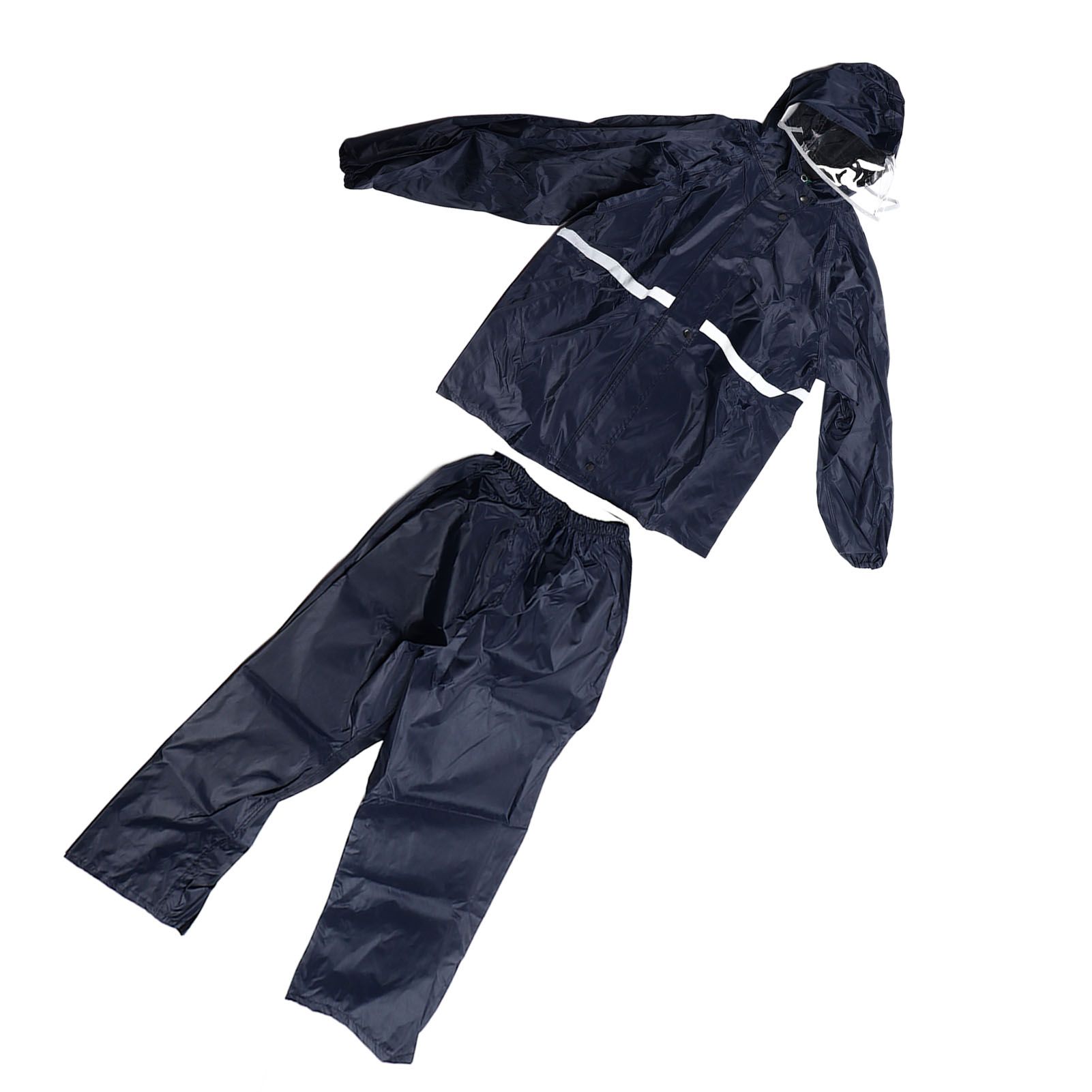 Split Jacket Pants Suit Breathable Waterproof Raincoat Set Double Layer Raincoat Set for Men Women Oxford Navy Blue XL - Image 4