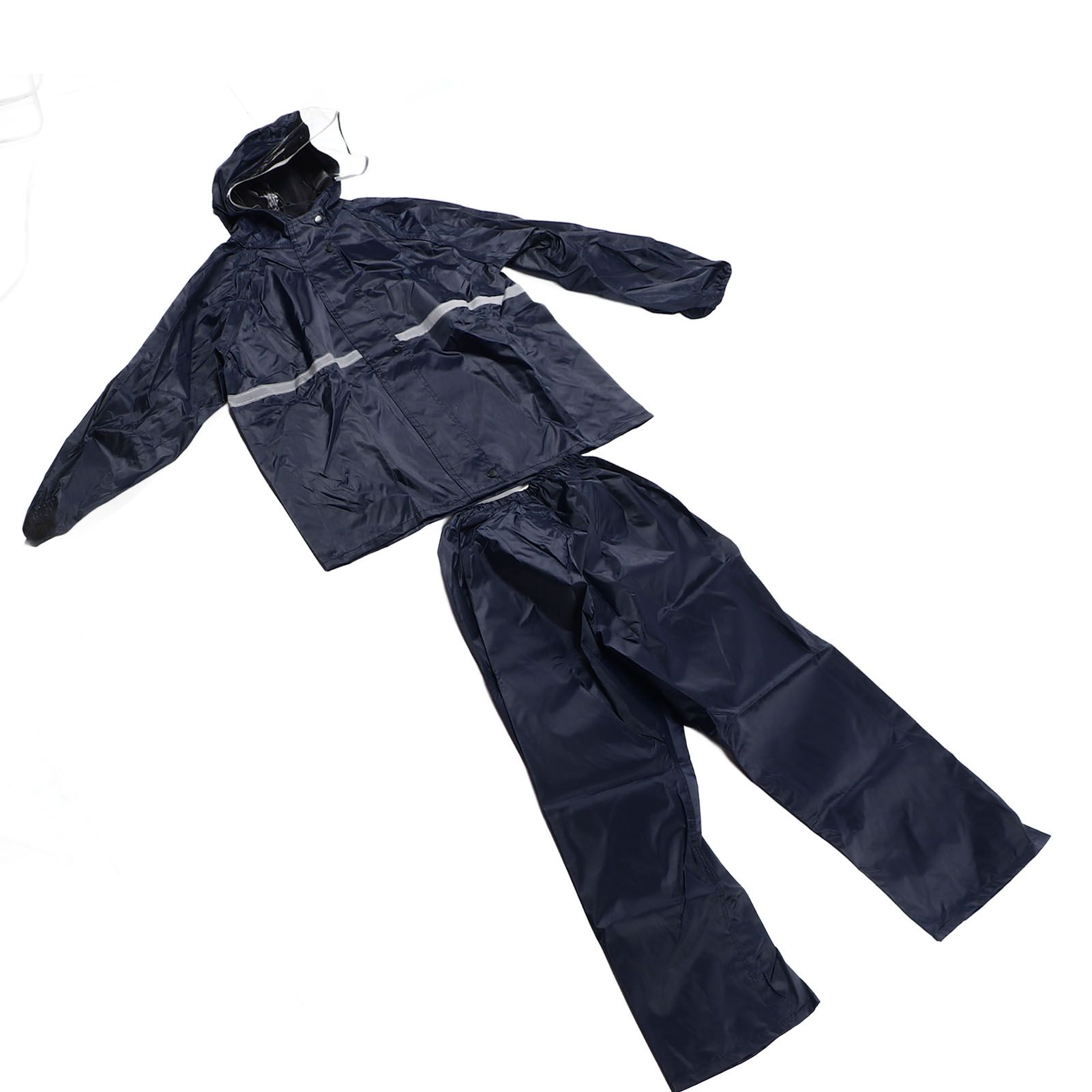 Split Jacket Pants Suit Breathable Waterproof Raincoat Set Double Layer Raincoat Set for Men Women Oxford Navy Blue XL - Image 7