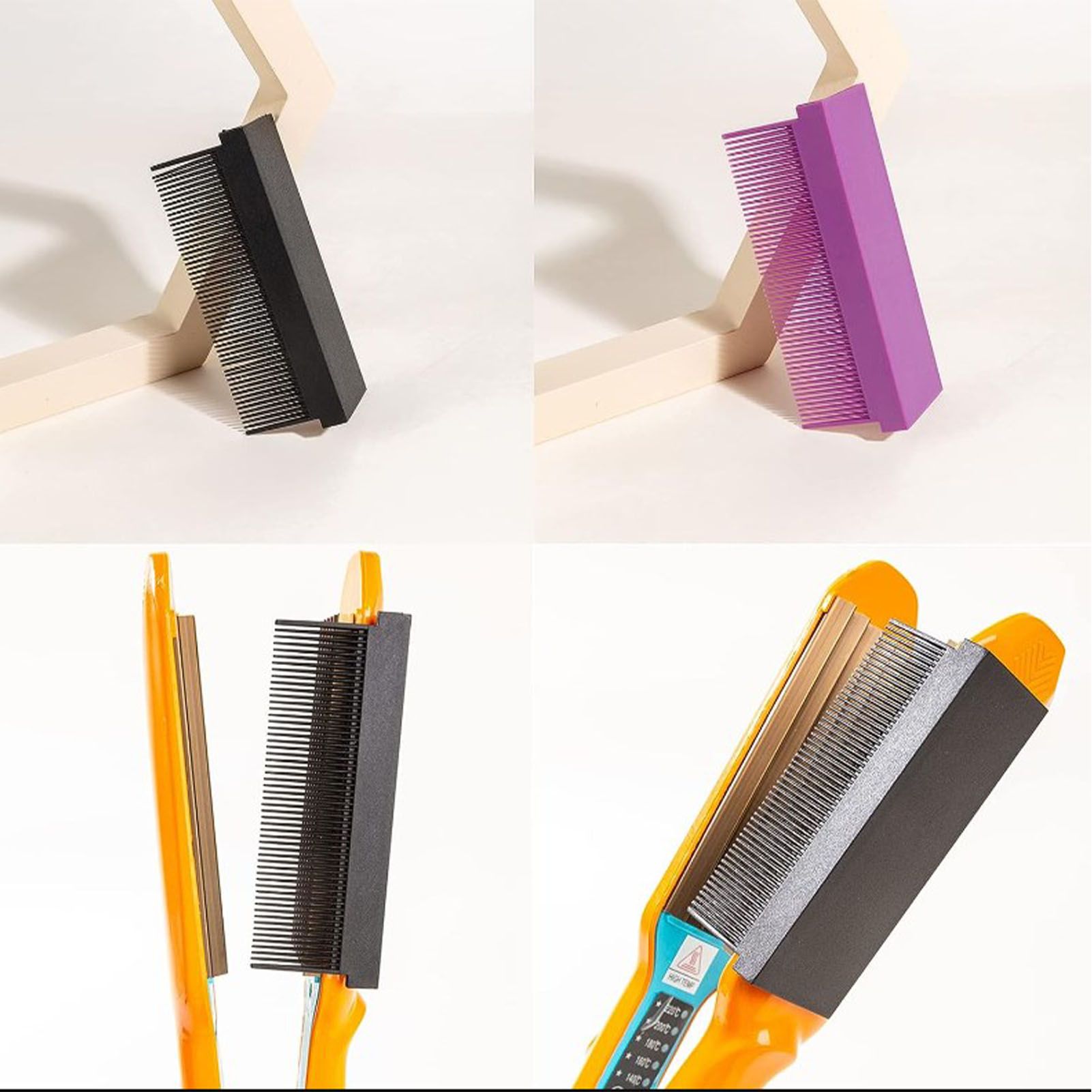Flat Iron Comb Straightening Comb Attachment Plastic DIY Comb Accessory for Women Salon Hair Style Home Black - Image 3