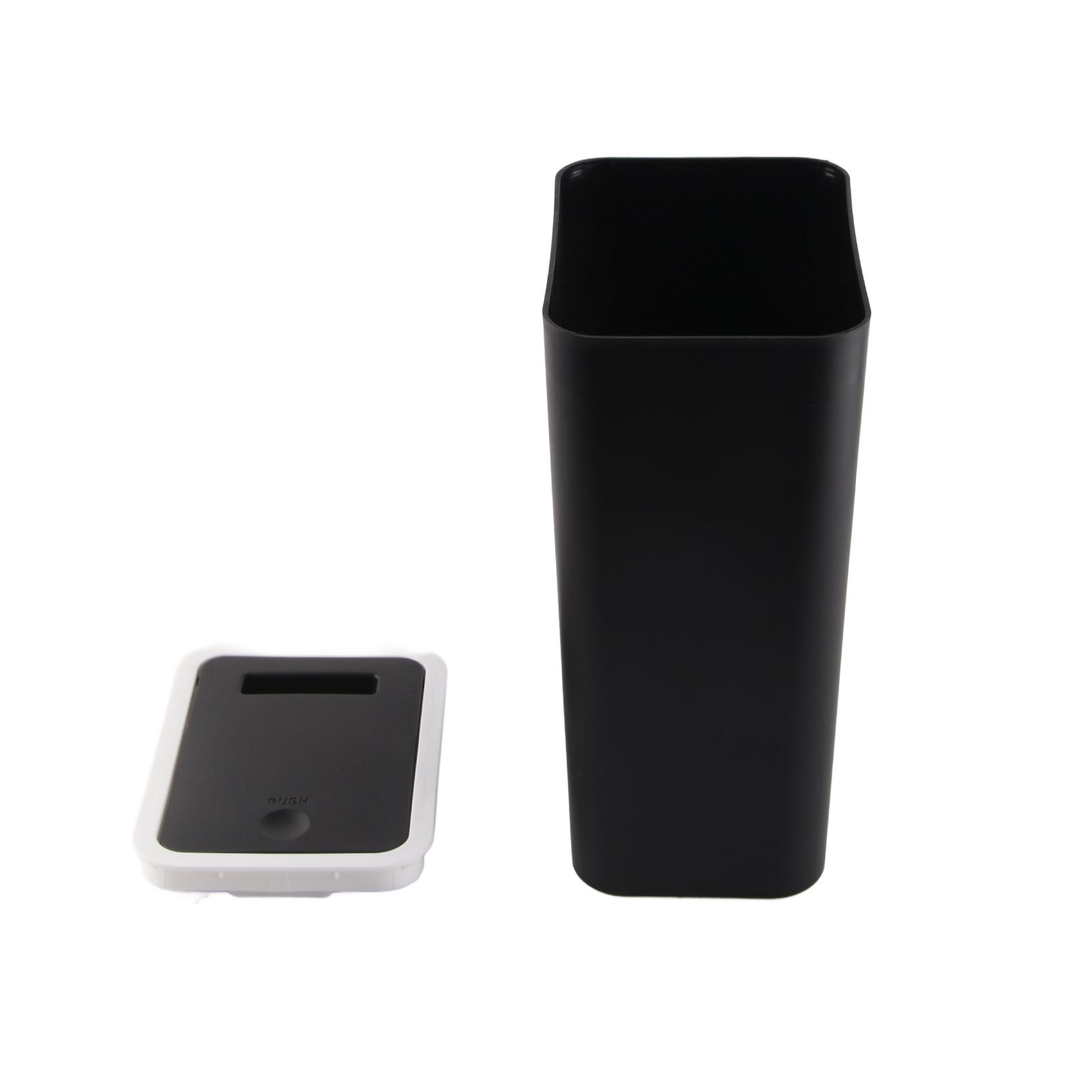 Household Garbage Cans Sealed Large Capacity Odorless With Press Top Plastic Trash Bin For Home Kitchen Living Room Bathroom Black - Image 1