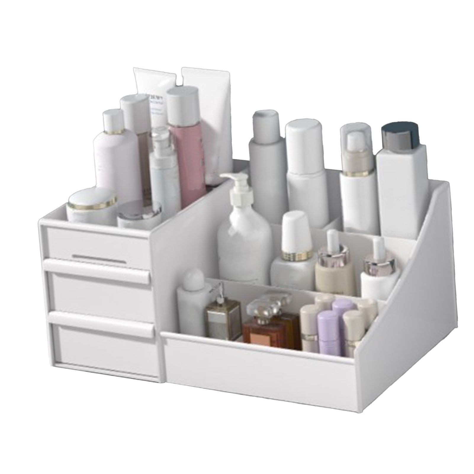 Makeup Organizer for Vanity Large Capacity Cosmetics Storage Box with Drawers for Cosmetics Lipsticks Nail Care Skincare White - Image 4