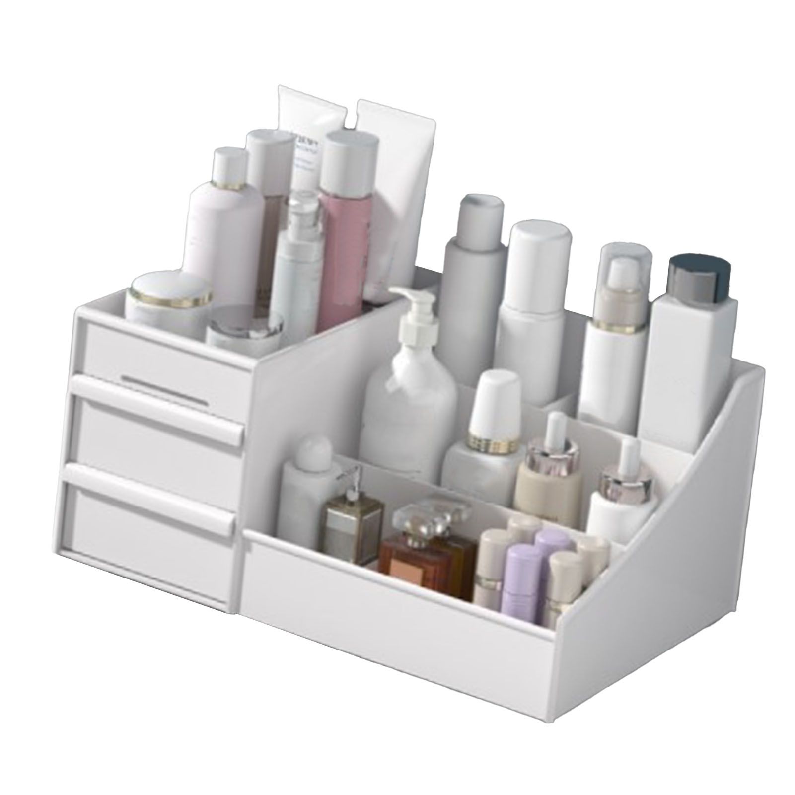 Makeup Organizer for Vanity Large Capacity Cosmetics Storage Box with Drawers for Cosmetics Lipsticks Nail Care Skincare White - Image 5