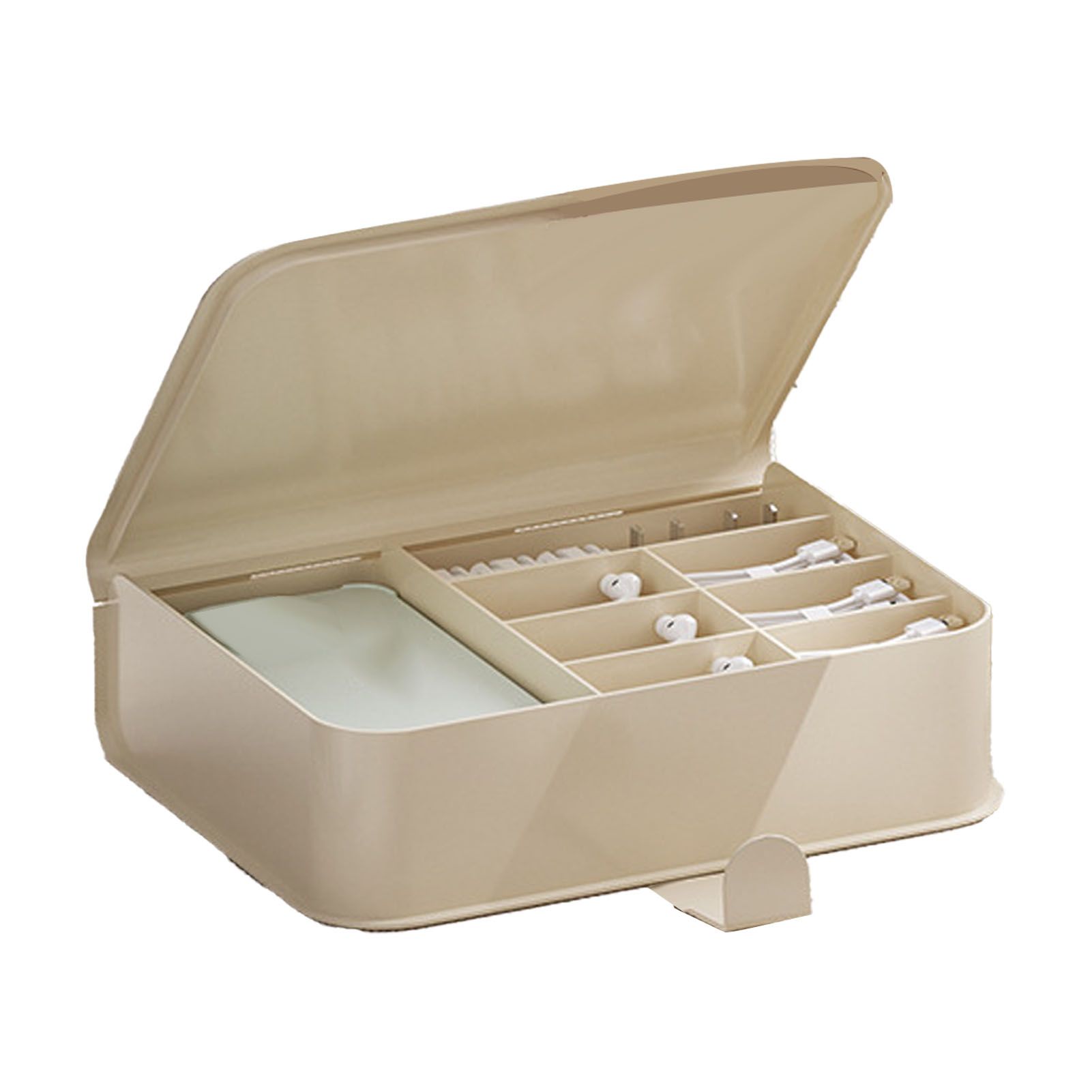 Desktop Storage Box Multi Compartments Plastic Simple Data Cable Organizer Box for Charger Earphones Phone Case Film - Image 3