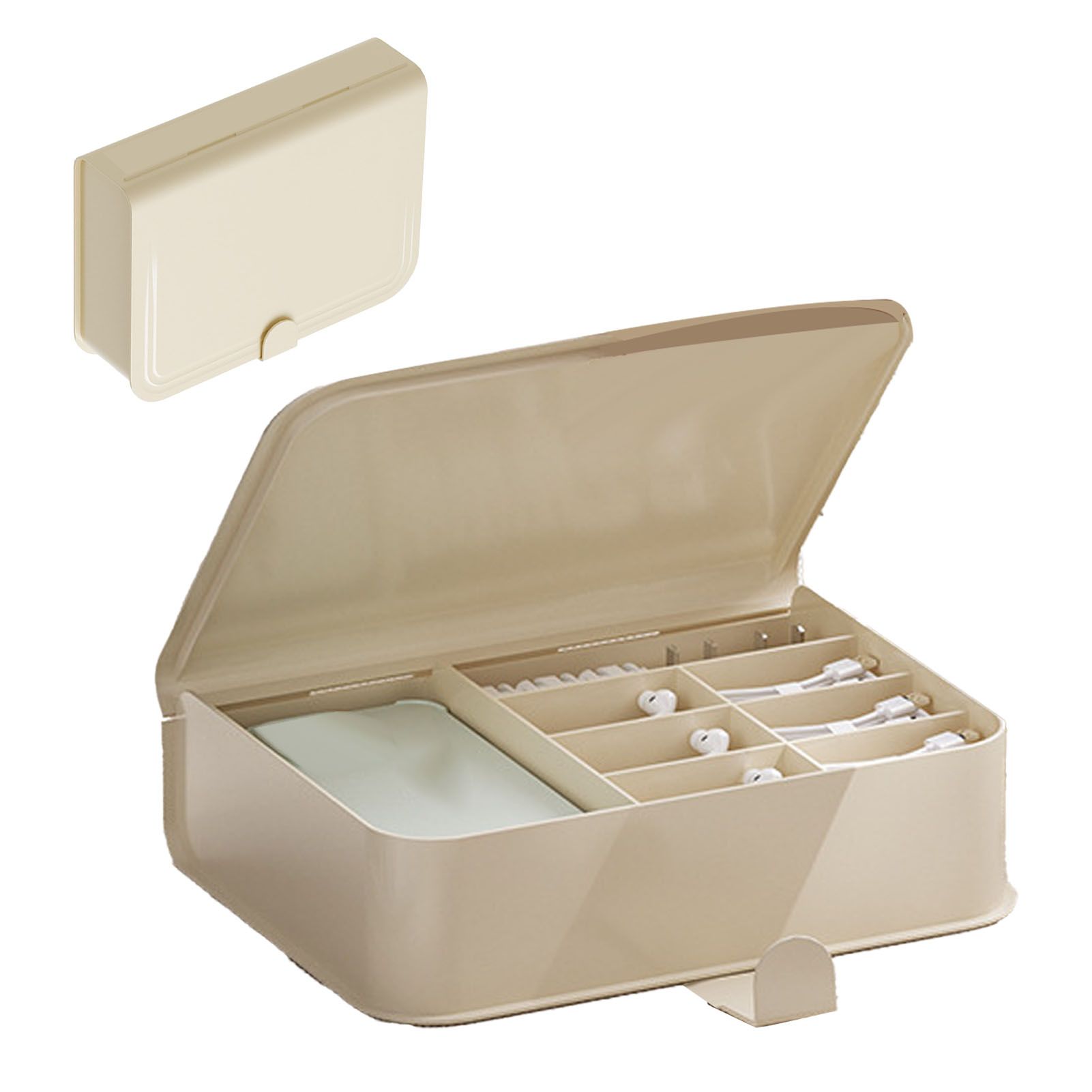 Desktop Storage Box Multi Compartments Plastic Simple Data Cable Organizer Box for Charger Earphones Phone Case Film - Image 4