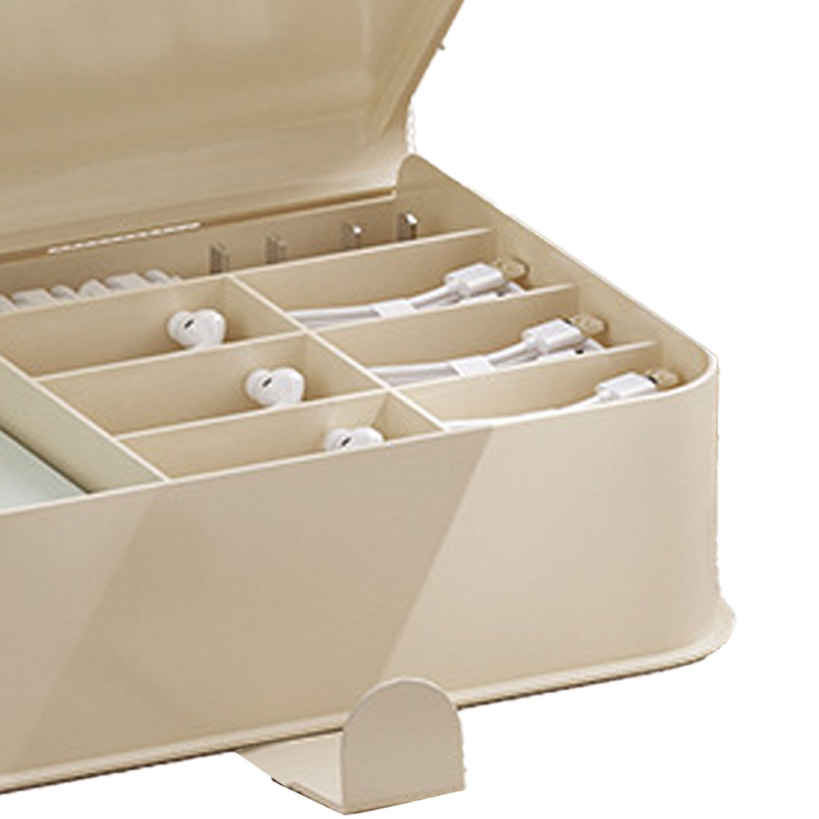 Desktop Storage Box Multi Compartments Plastic Simple Data Cable Organizer Box for Charger Earphones Phone Case Film - Image 7
