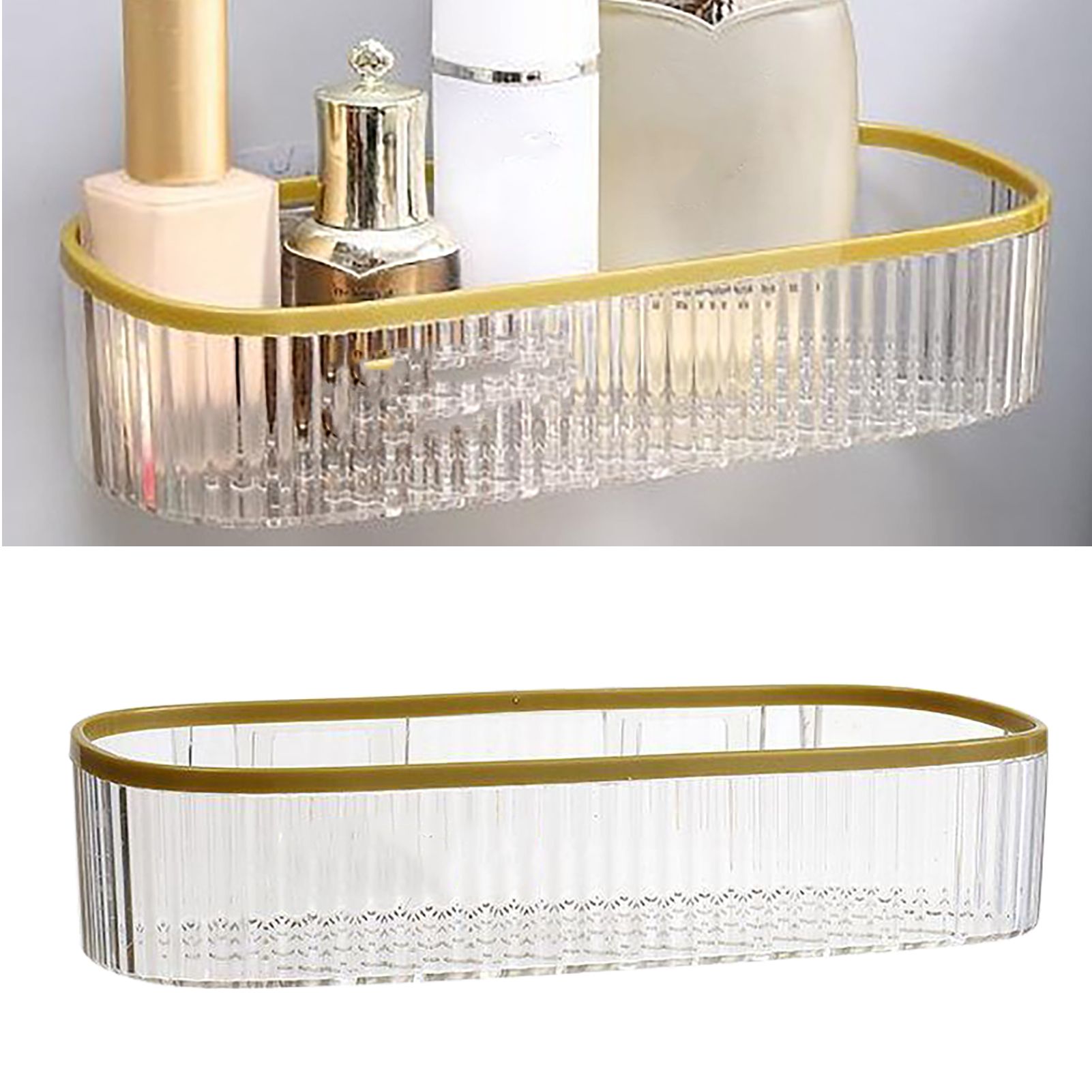 Plastic Wall Mount Organizer Punch Free Transparent White Adhesive Clear Organizer for Bathroom Kitchen Living Room - Image 5