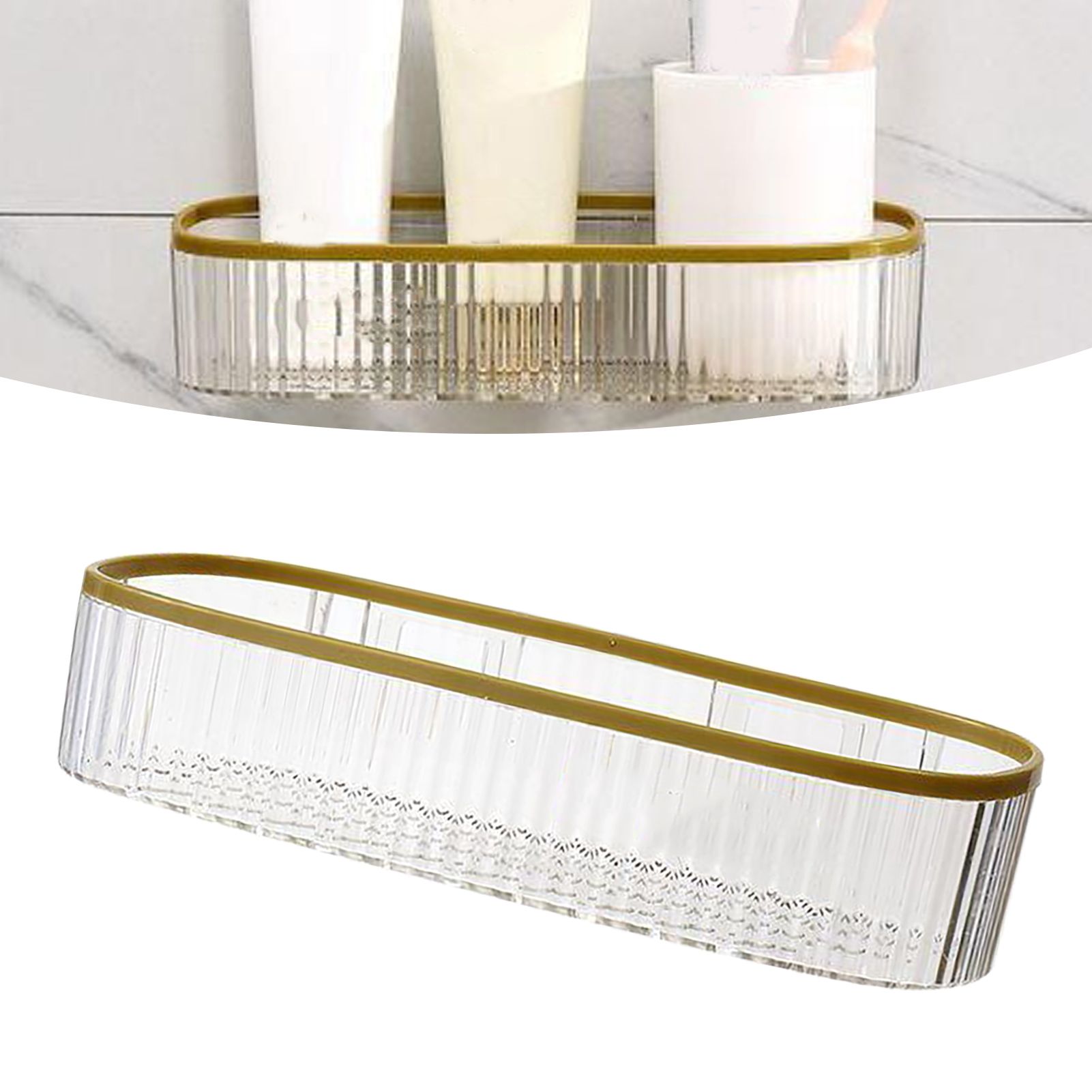 Plastic Wall Mount Organizer Punch Free Transparent White Adhesive Clear Organizer for Bathroom Kitchen Living Room - Image 6
