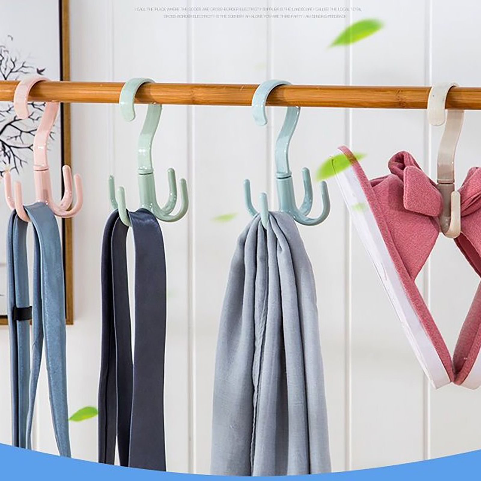 8 Pcs 4 Claws Closet Hangers 360 Degree Rotatable Closet Hanger Hook Thickened Strong Load Bearing Random Color - Image 5