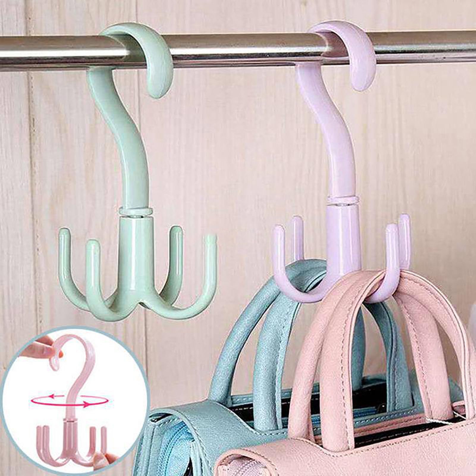 8 Pcs 4 Claws Closet Hangers 360 Degree Rotatable Closet Hanger Hook Thickened Strong Load Bearing Random Color - Image 8