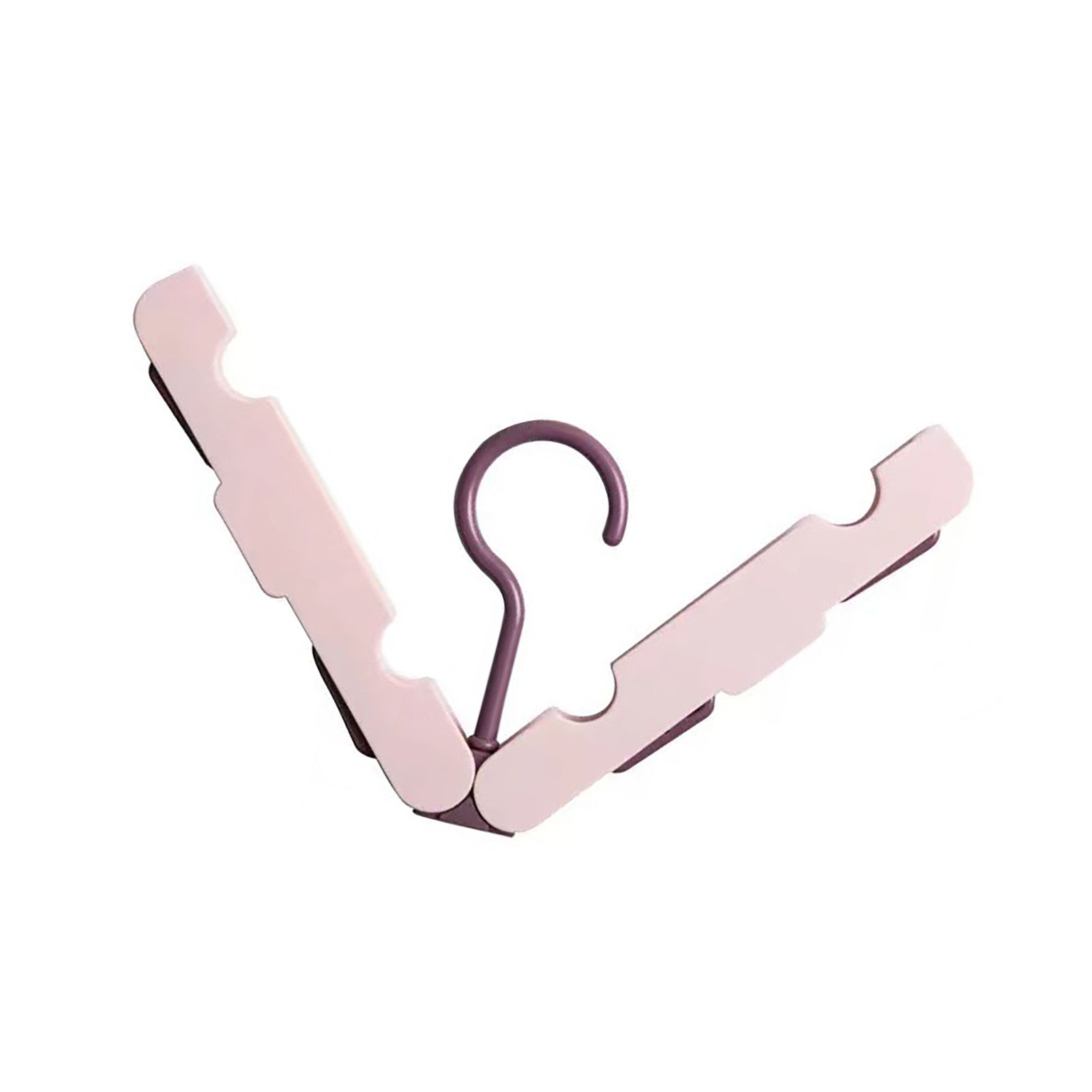 Clothes Hanger Rack Anti Slip Multifunctional Foldable Travel Hanger with Clips for Home Dorm Pink - Image 3