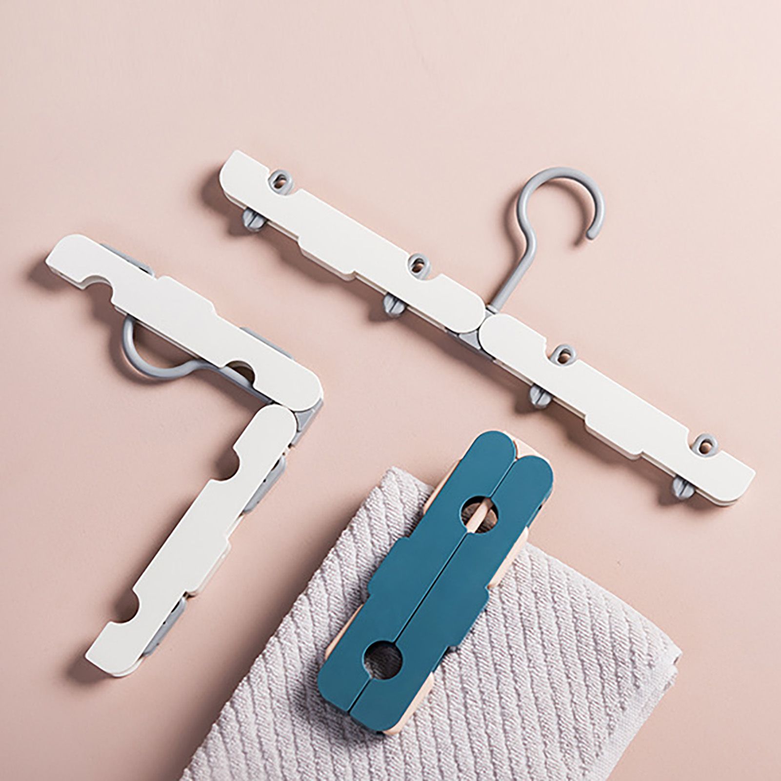 Clothes Hanger Rack Anti Slip Multifunctional Foldable Travel Hanger with Clips for Home Dorm Grey - Image 8