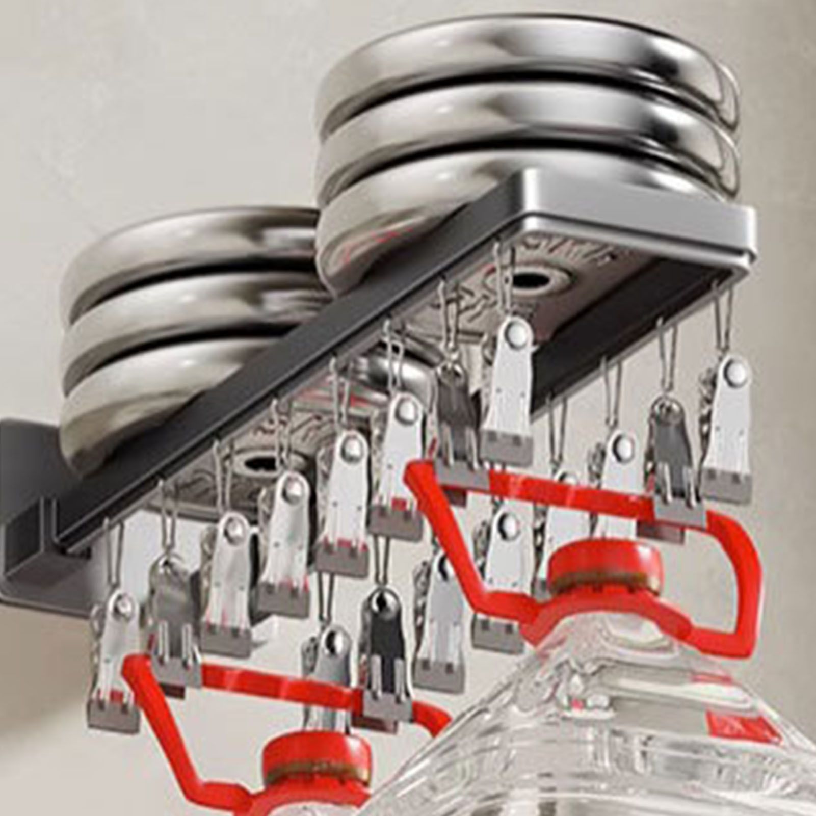 Socks Hanger Wall Mounted Foldable Windproof Zinc Alloy Clip Drying Rack for Underwear Towel 16 Clips (43.3cm/17in) - Image 5