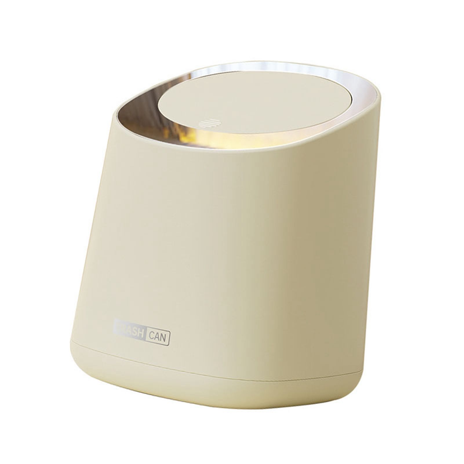Mini Countertop Garbage Can Small Plastic Countertop Wastebasket Waste Can with Press Type Lid for Bathroom Bedroom Living Room Dressing Table Cream White - Image 3
