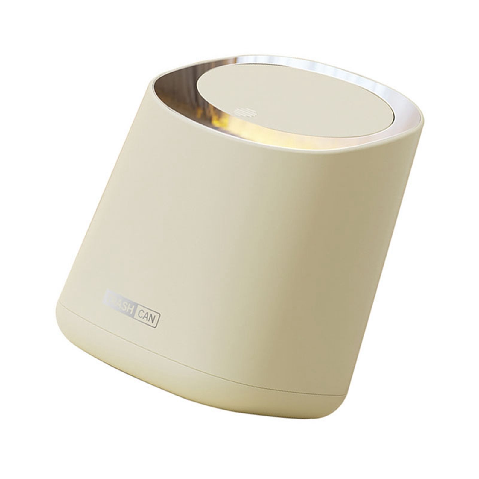 Mini Countertop Garbage Can Small Plastic Countertop Wastebasket Waste Can with Press Type Lid for Bathroom Bedroom Living Room Dressing Table Cream White - Image 4