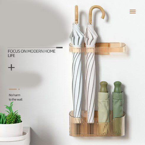 Umbrella Stand Holder Wall Mounted Space Saving Umbrella Storage Drain Rack for Home Use Amber - Image 5