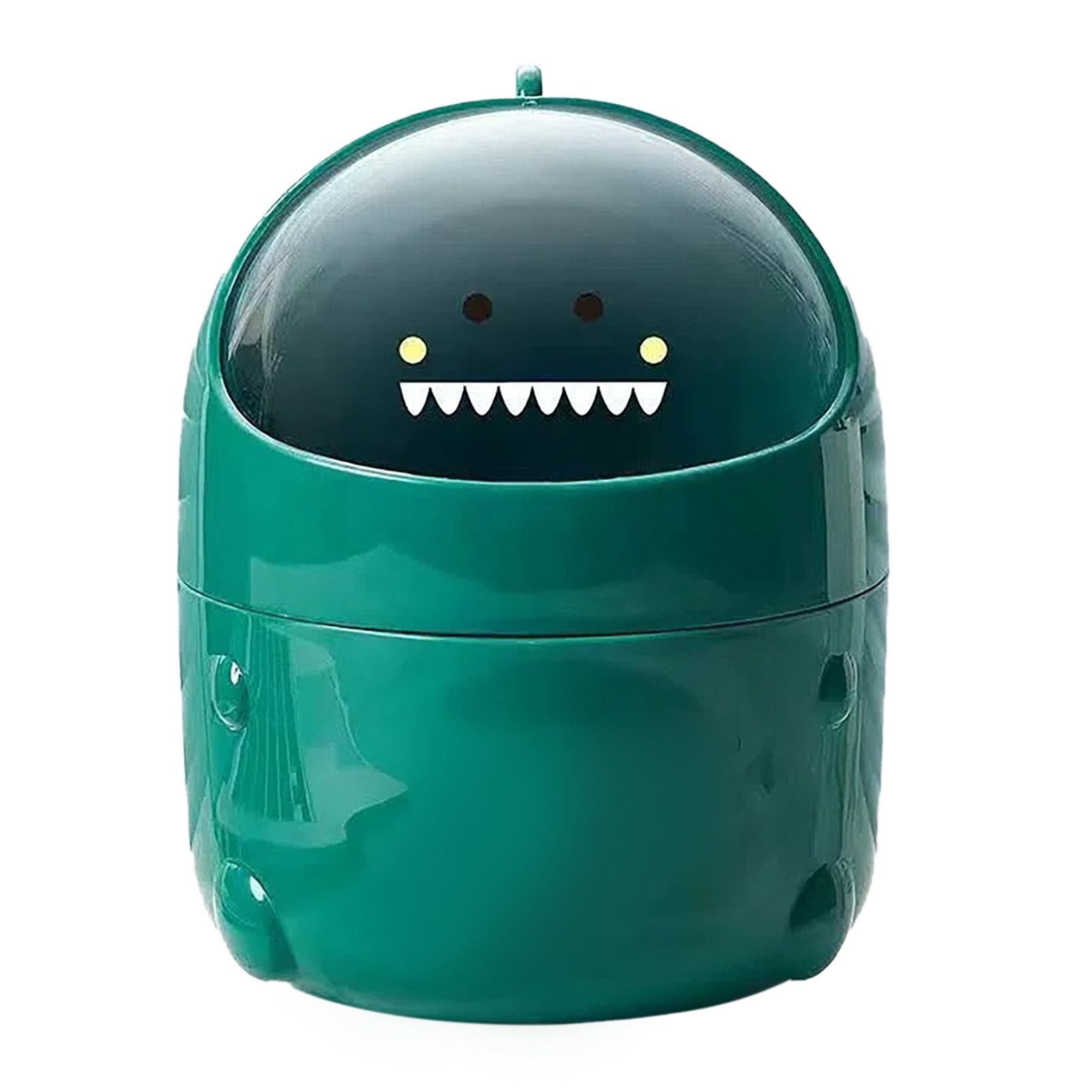 Desktop Trash Can Plastic with Lid Mini Small Cute Shaped for Dining Table Desk Home Office Easy Storage S Green - Image 1