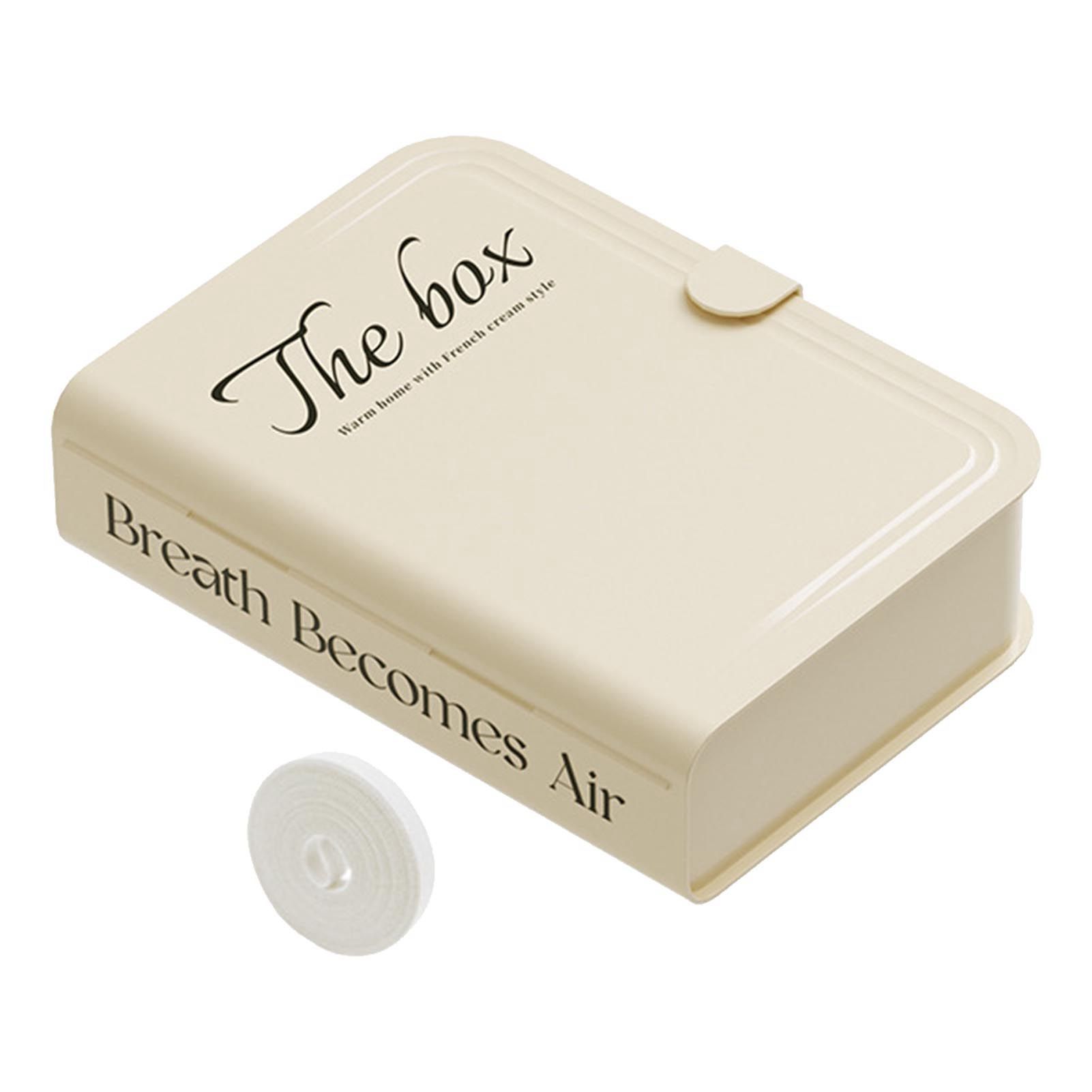 Desktop Organizer Box Data Cable Storage Case Plastic Book Design Home Decoration for Line Earbud Cream - Image 1