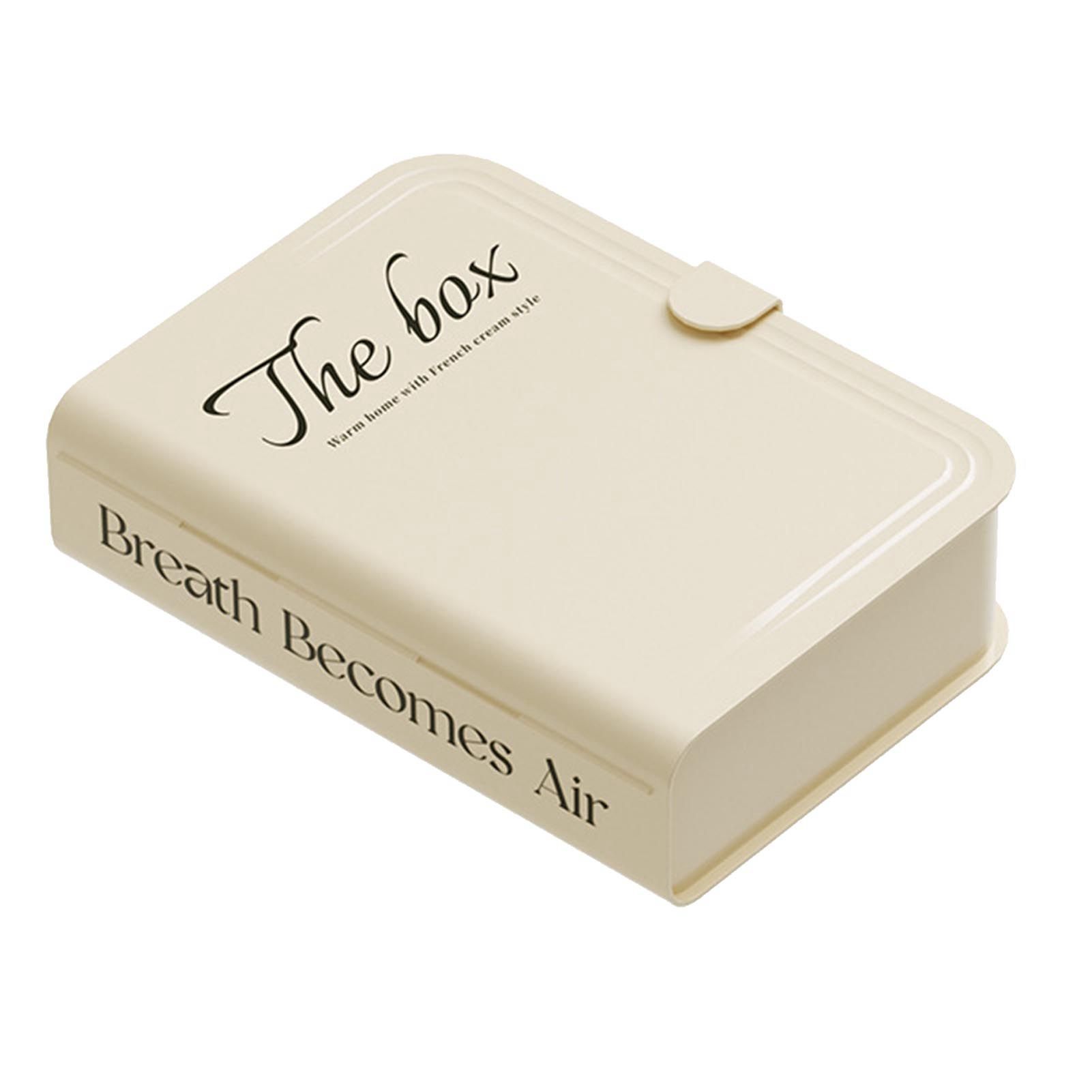 Desktop Organizer Box Data Cable Storage Case Plastic Book Design Home Decoration for Line Earbud Cream - Image 2