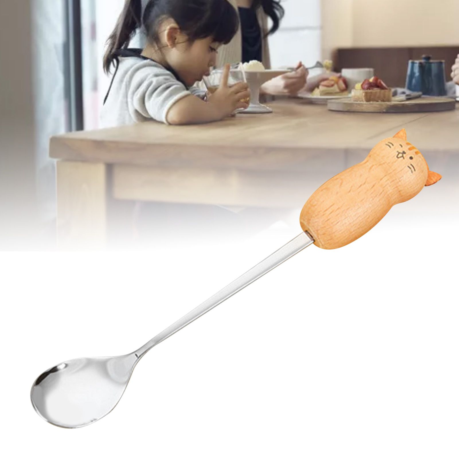 Stainless Steel Coffee Stirring Tool Creative Cartoon Cute Kids Ice Cream Dessert Stirrer Coffee Mixing Tool Dishwasher Safe Cat Spoon - Image 5