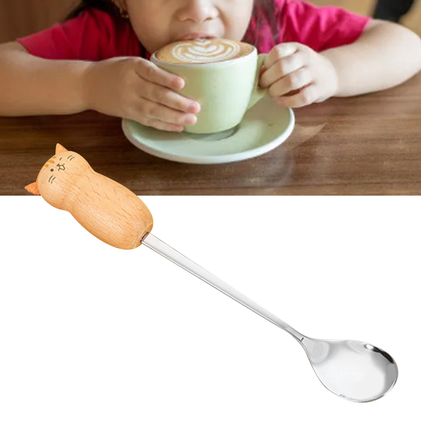Stainless Steel Coffee Stirring Tool Creative Cartoon Cute Kids Ice Cream Dessert Stirrer Coffee Mixing Tool Dishwasher Safe Cat Spoon - Image 6