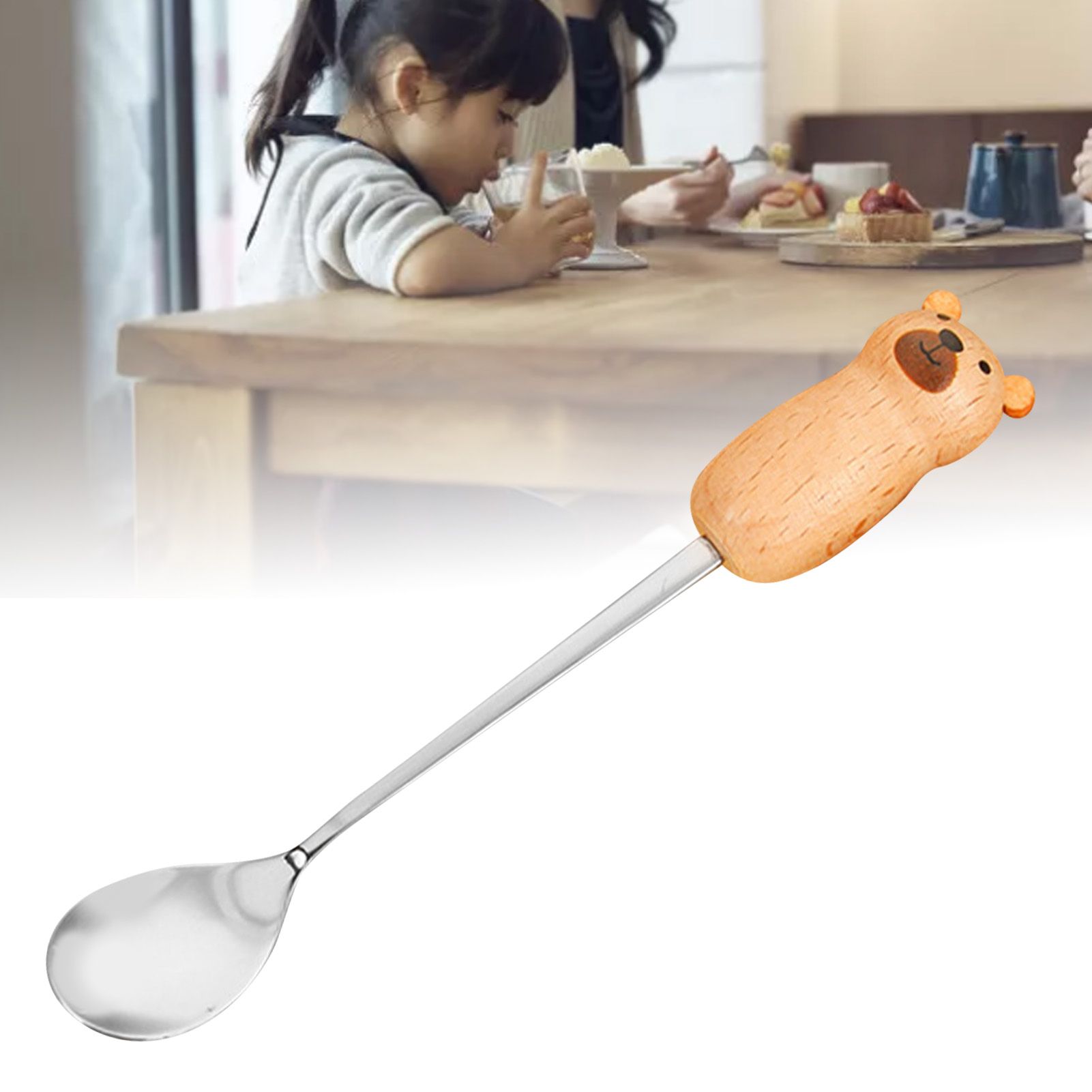 Stainless Steel Coffee Stirring Tool Creative Cartoon Cute Kids Ice Cream Dessert Stirrer Coffee Mixing Tool Dishwasher Safe Bear Spoon - Image 5
