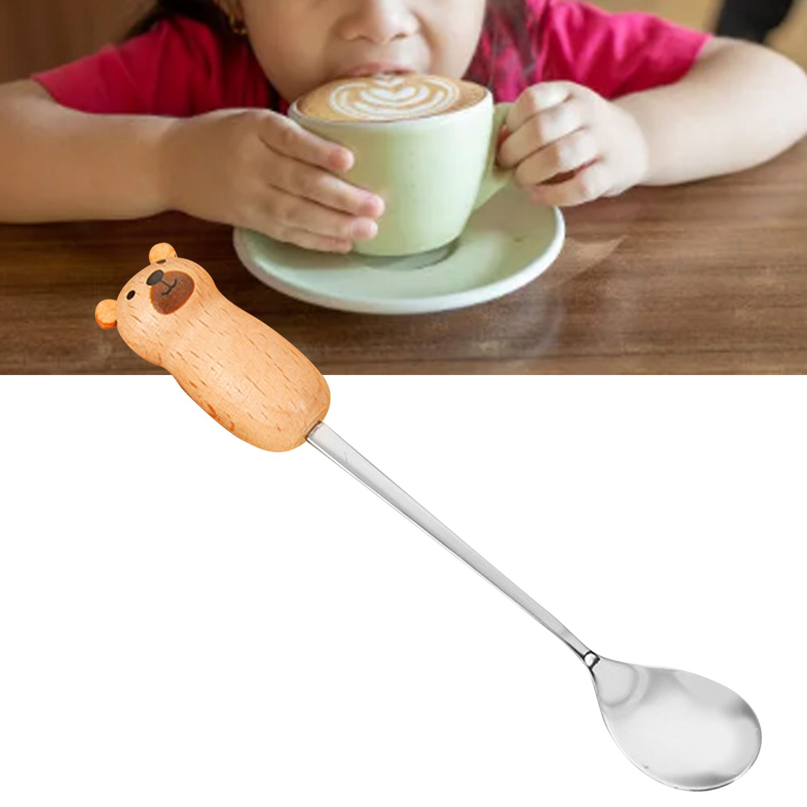 Stainless Steel Coffee Stirring Tool Creative Cartoon Cute Kids Ice Cream Dessert Stirrer Coffee Mixing Tool Dishwasher Safe Bear Spoon - Image 6