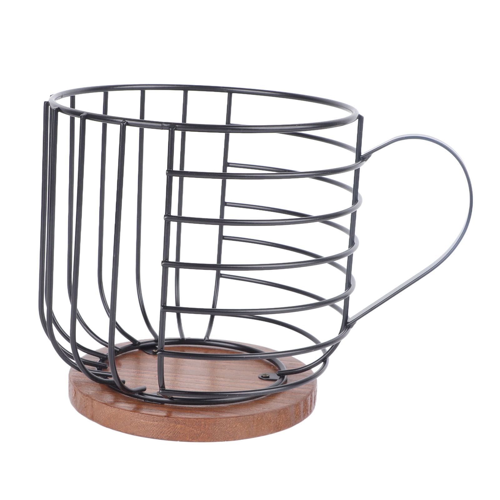 Coffee Capsule Storage Basket Cup Shape Black Iron and Pine Coffee Pod Holder for Coffee Bar Counter - Image 1