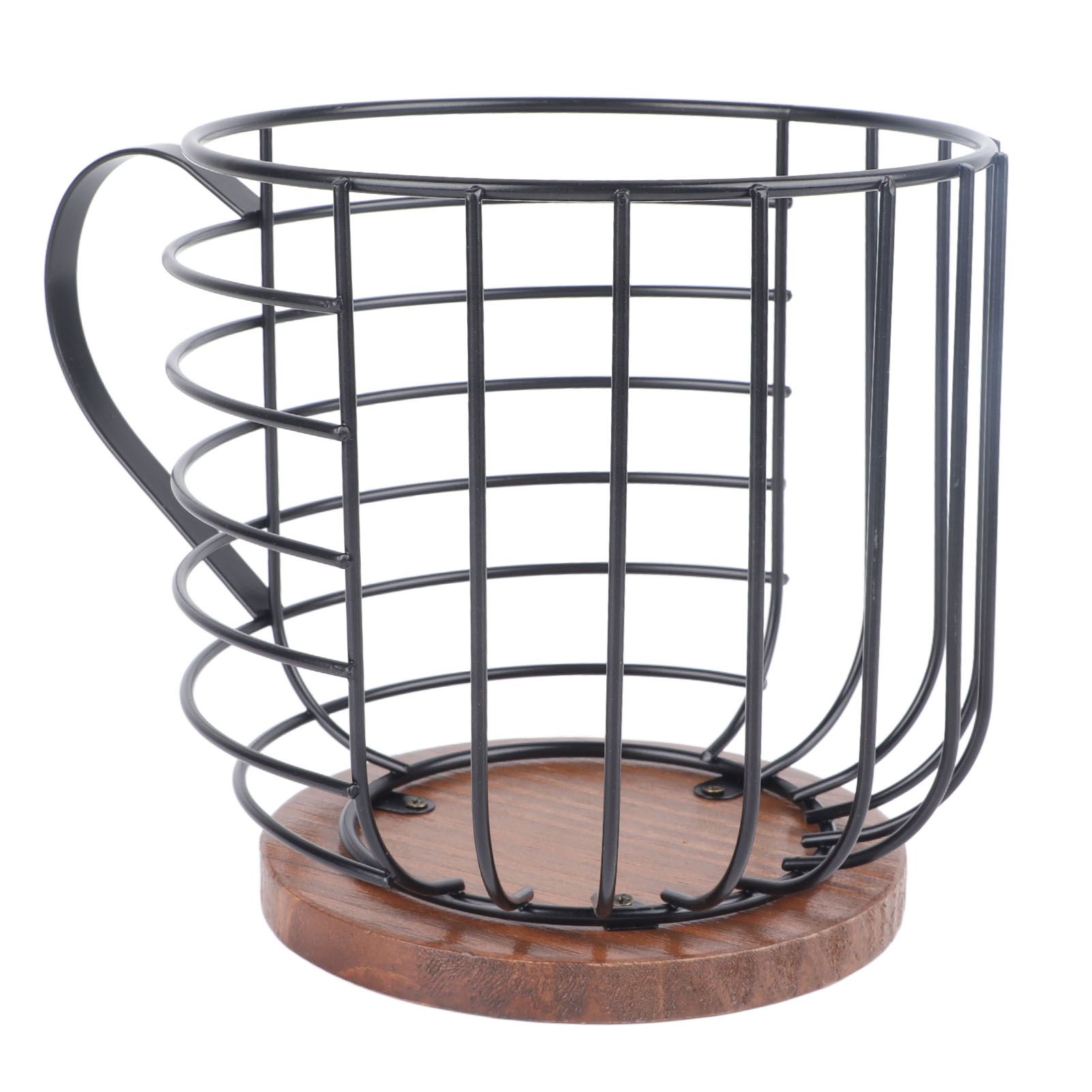 Coffee Capsule Storage Basket Cup Shape Black Iron and Pine Coffee Pod Holder for Coffee Bar Counter - Image 2
