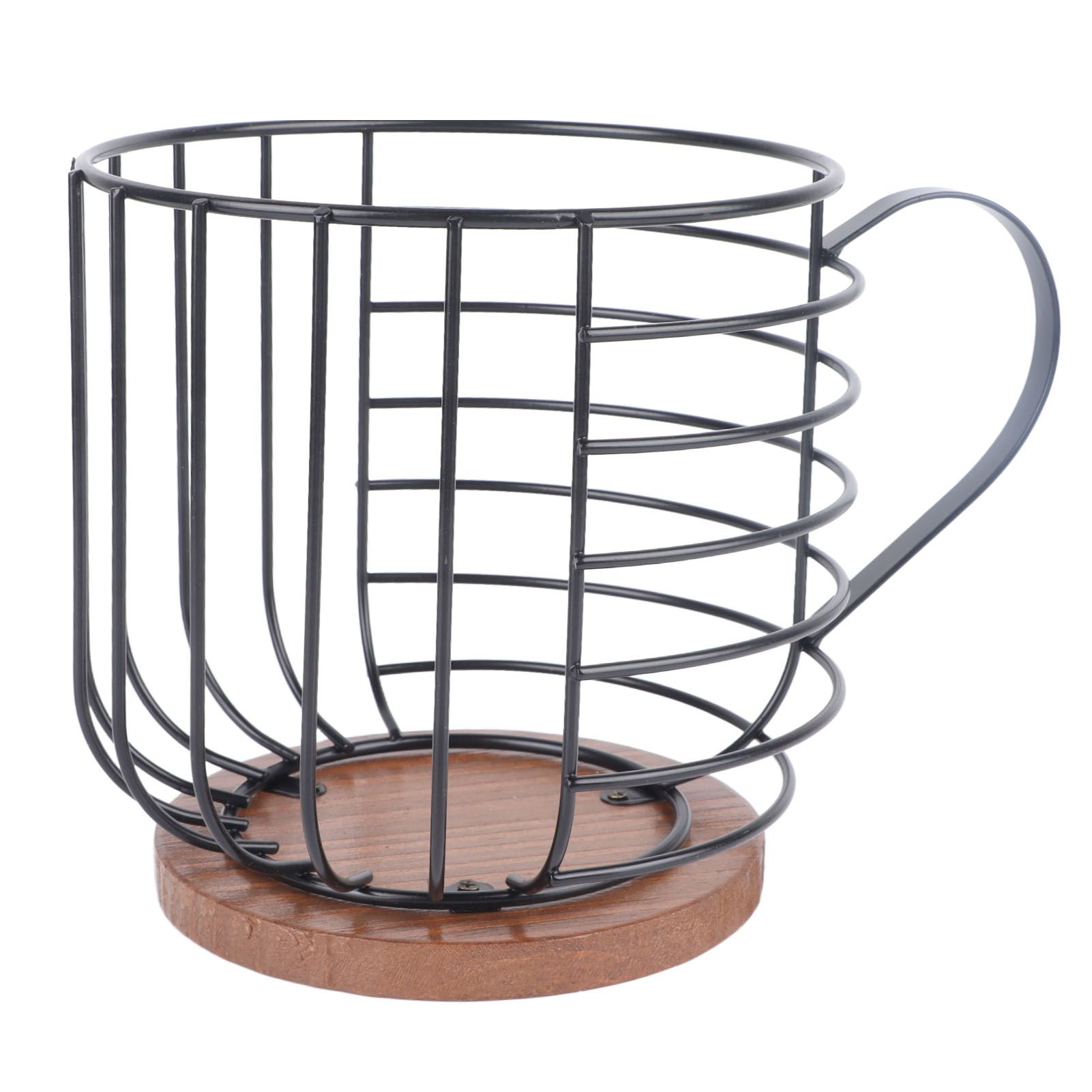 Coffee Capsule Storage Basket Cup Shape Black Iron and Pine Coffee Pod Holder for Coffee Bar Counter - Image 3